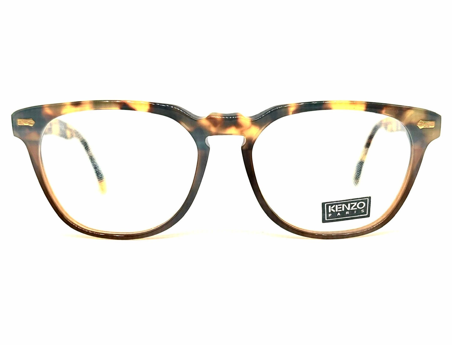 Occhiali da vista Kenzo K473 Sculpteur quadrati geek in bicolore tartaruga/violoncello marrone, NOS anni '80 Fatto a mano in Francia