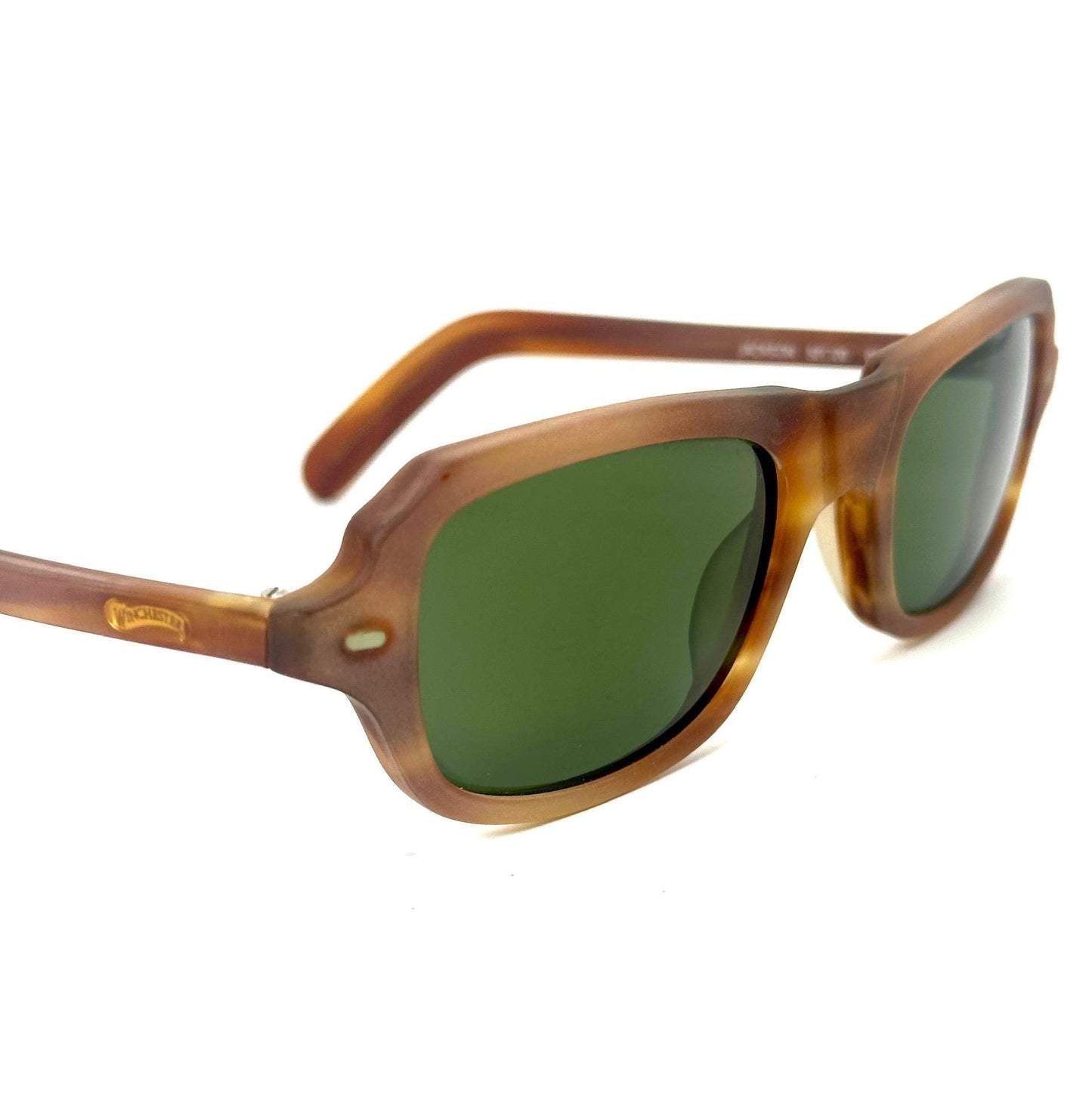 Winchester Jackson tortoise square sunglasses, cool retro 60s style w finest tempered Crystal lenses by Barberini, NoS 90s