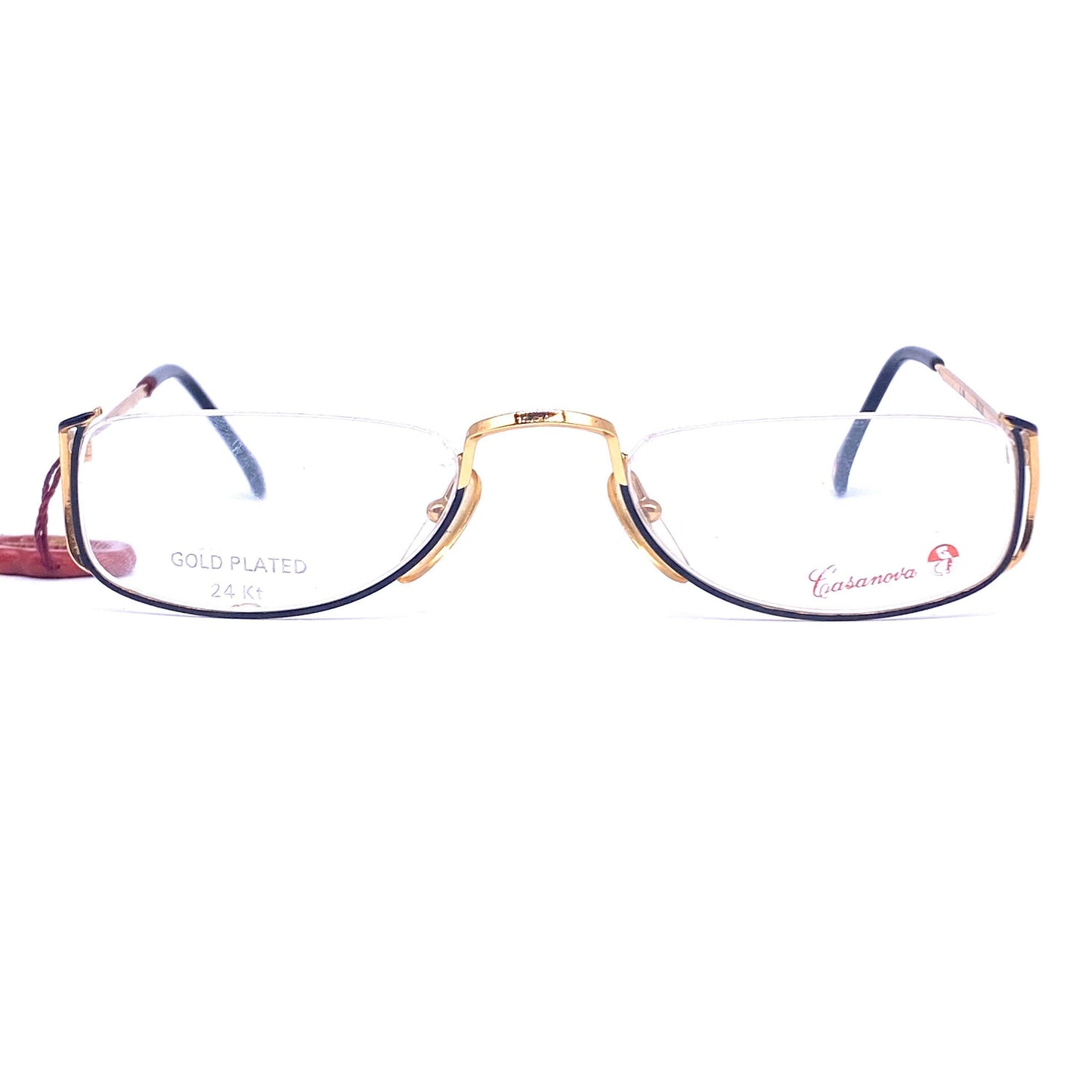 Casanova half moon reading spectacles 24k gold, nos 80s Italy