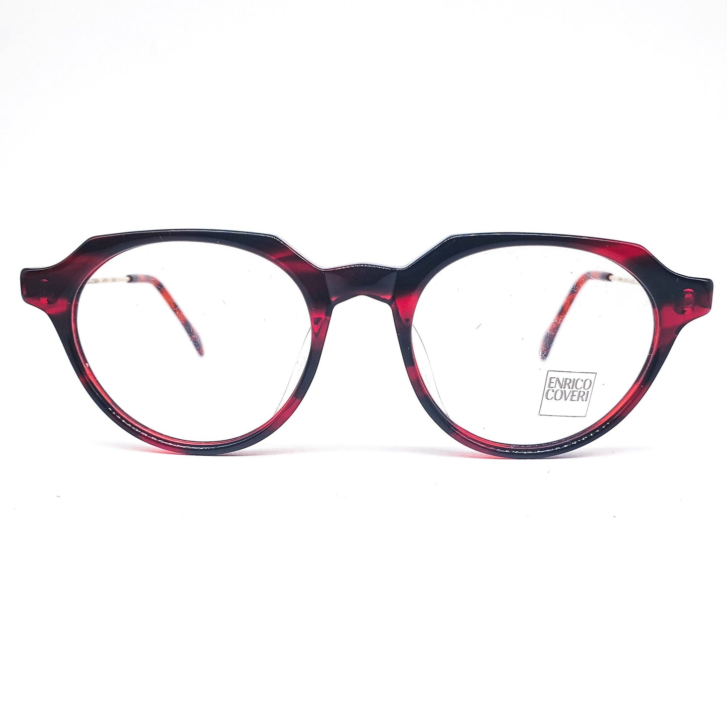 Enrico Coveri G13 Black/Red zebra cello pantos eyeglasses frames, 1990s NOS Italy