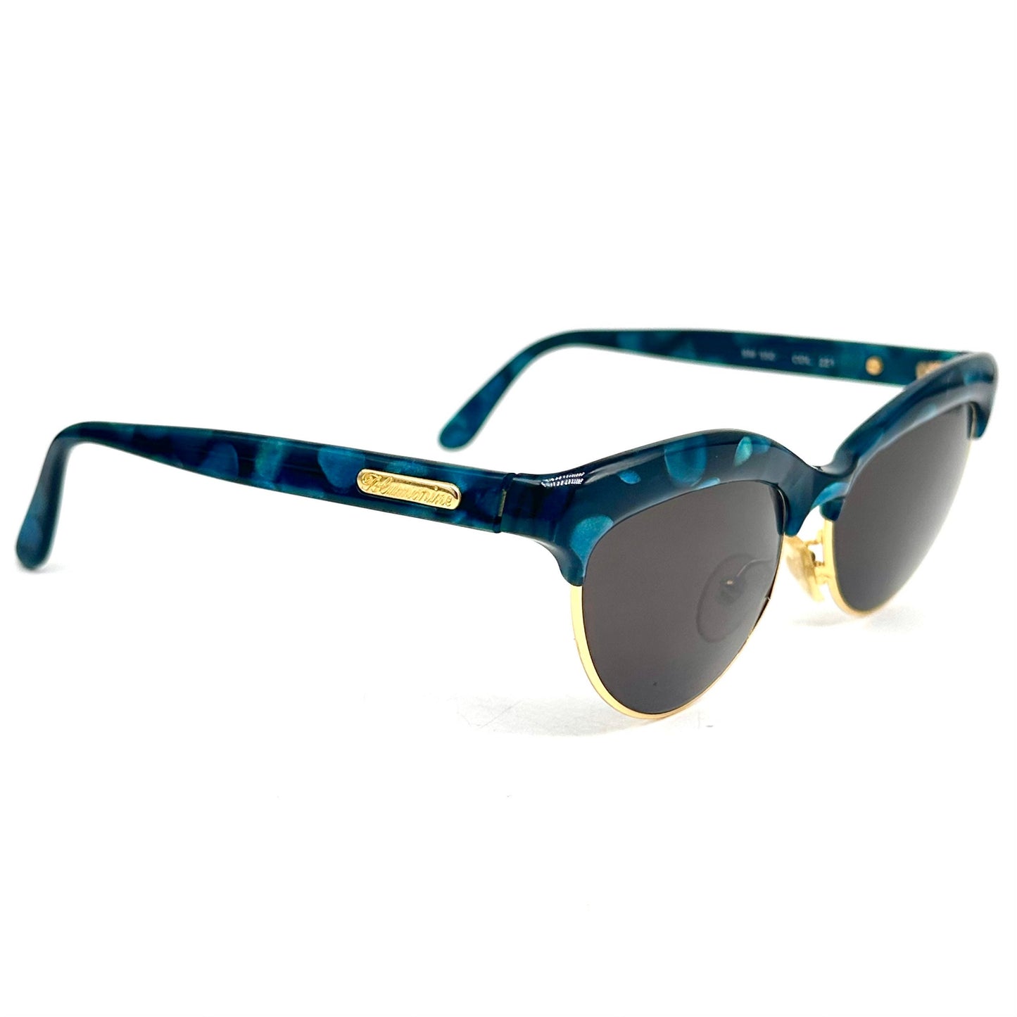 Bluemarine BM550 blue tortoise effect sunglasses w gold details/signature, NoS 90s Italy