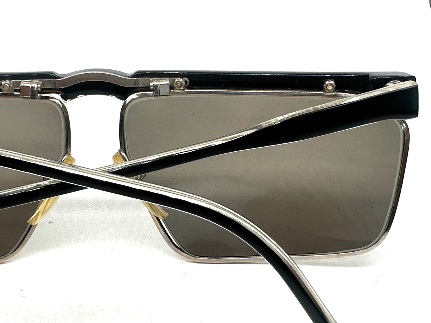 Bright Eyes NY square techie sunglasses w metal rims and acetate structure, NOS 80s; 2 colorways available