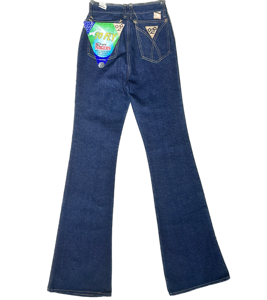 Roy Rogers 70s NOS indigo blue flared jeans trousers sz 28 , with tags!
