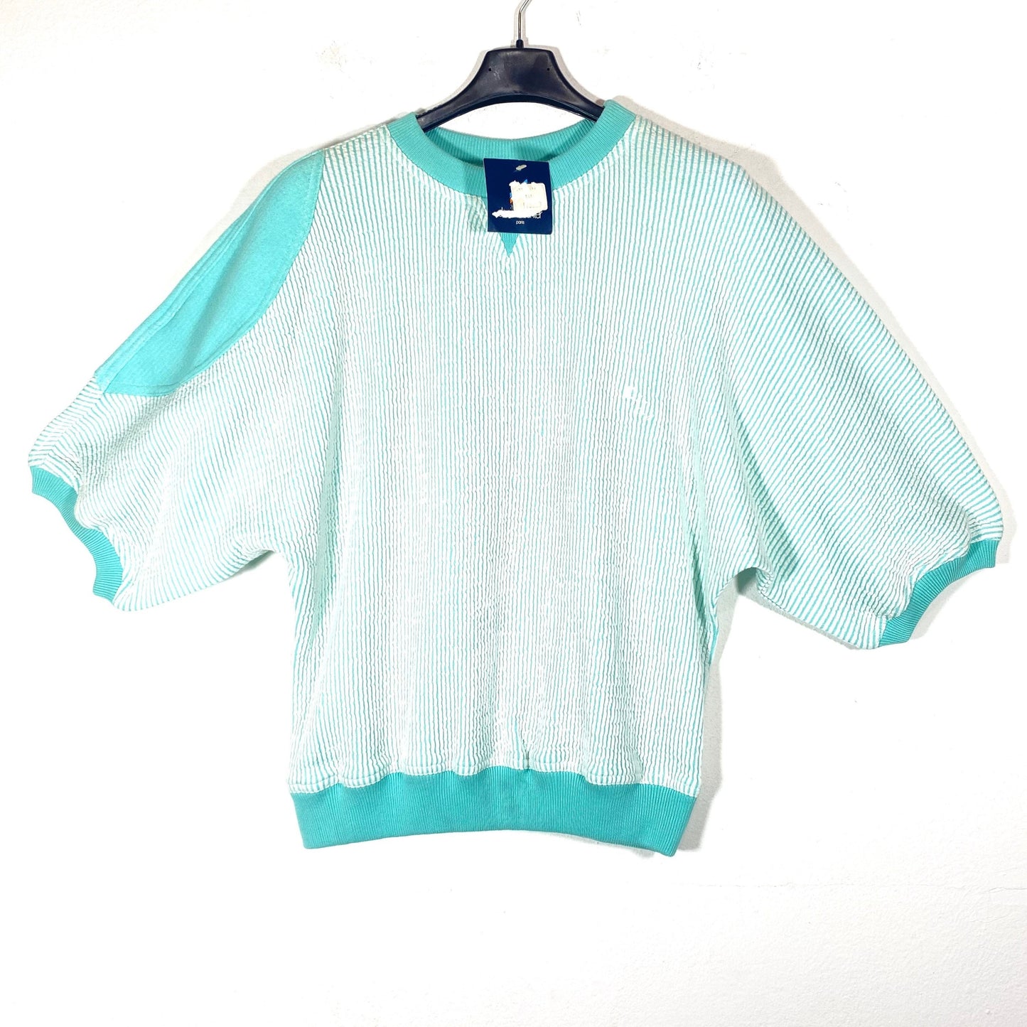 Daniel Hechter 80s tennis sweatshirt, seagreen/ white ribs new with tags