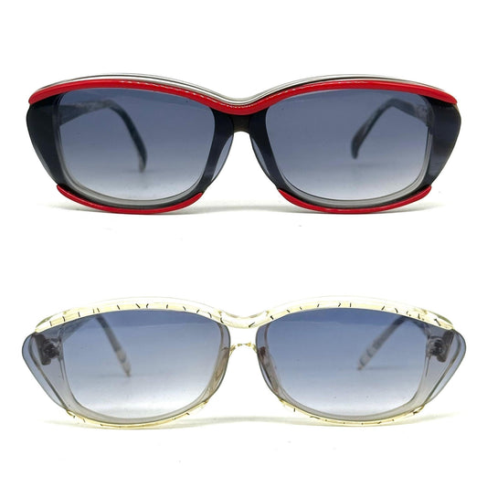 Alain Mikli 42 oval square white pearl or black/red acetate sunglasses, 90s NOS made in France