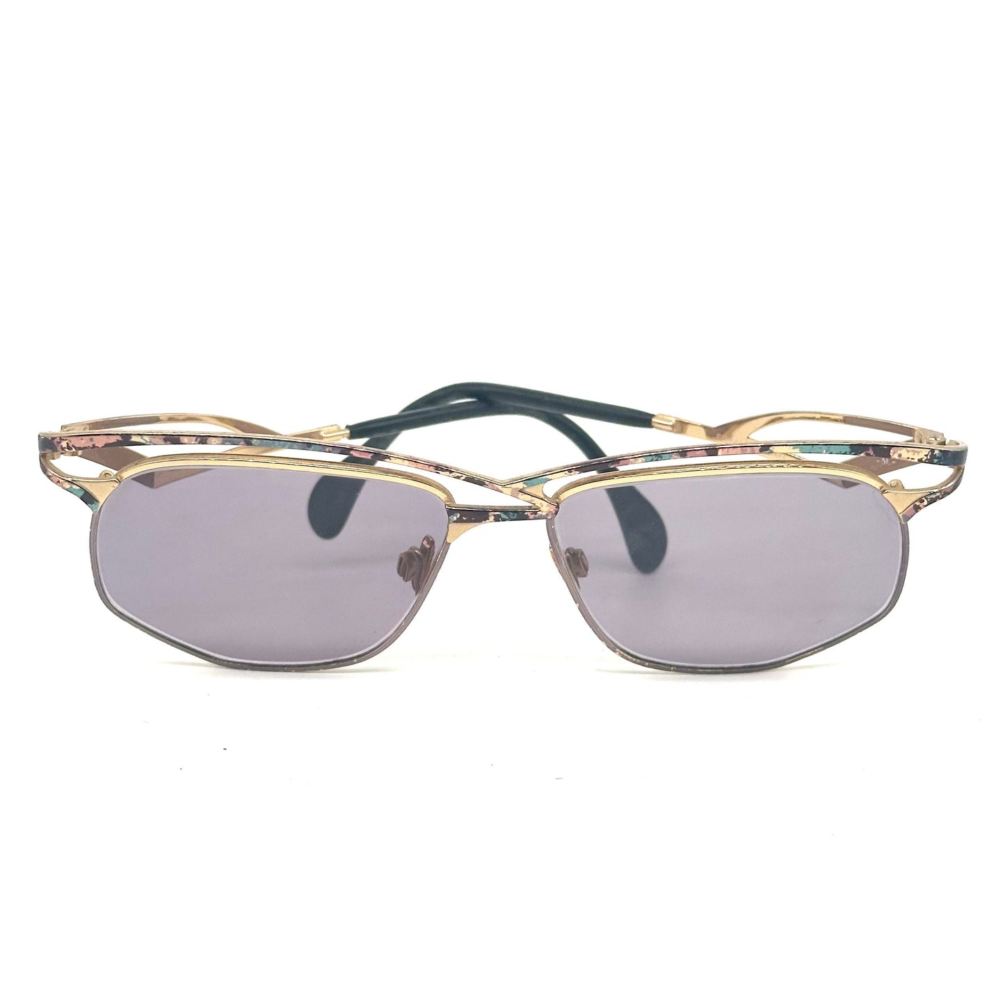 Cazal 255 avant garde golden metal asymmetrical cutoff browline sunglasses made in W Germany, great condition