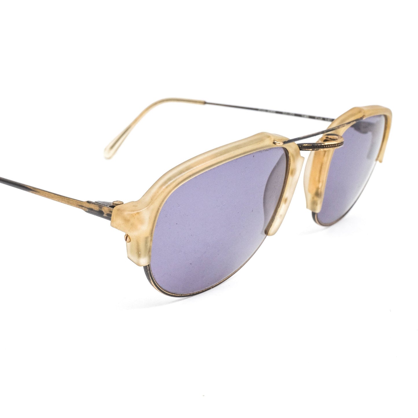 Lozza Philippe pale yellow/copper toned cello round corner square sunglasses 1970’s  NOS Italy