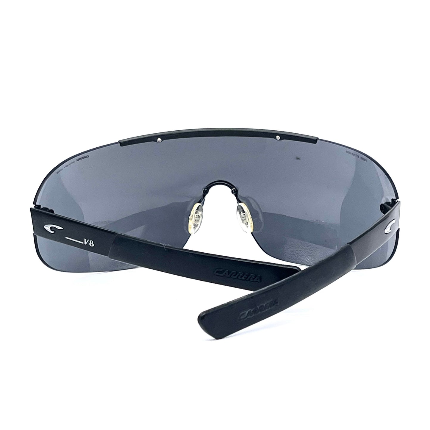 Carrera Design V8 oversized wrap-mask sunglasses made in Italy by Safilo, early y2k NoS