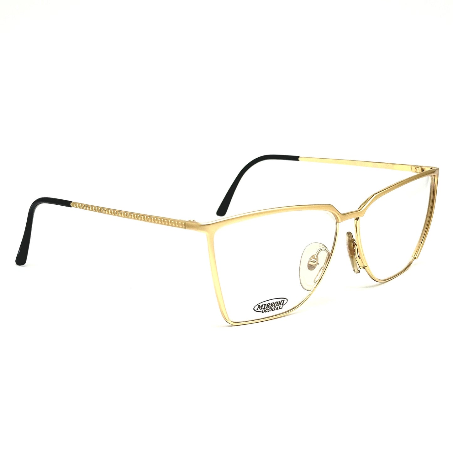 Missoni M317 gold square eyeglasses frames w modernist design, made in Italy in the 80s, brand new