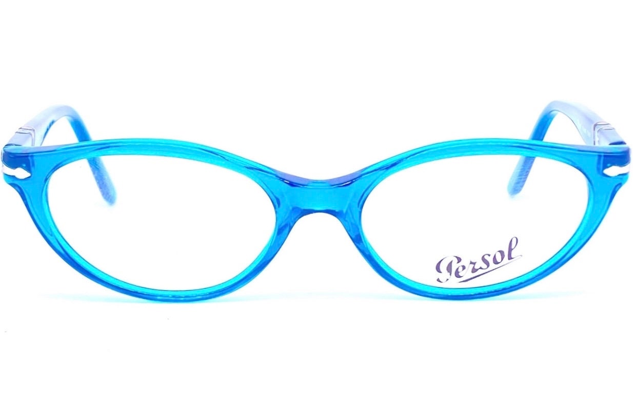 Persol 2518-V blue/green cateye eyeglasses frames hand made in Italy, NOS 90s