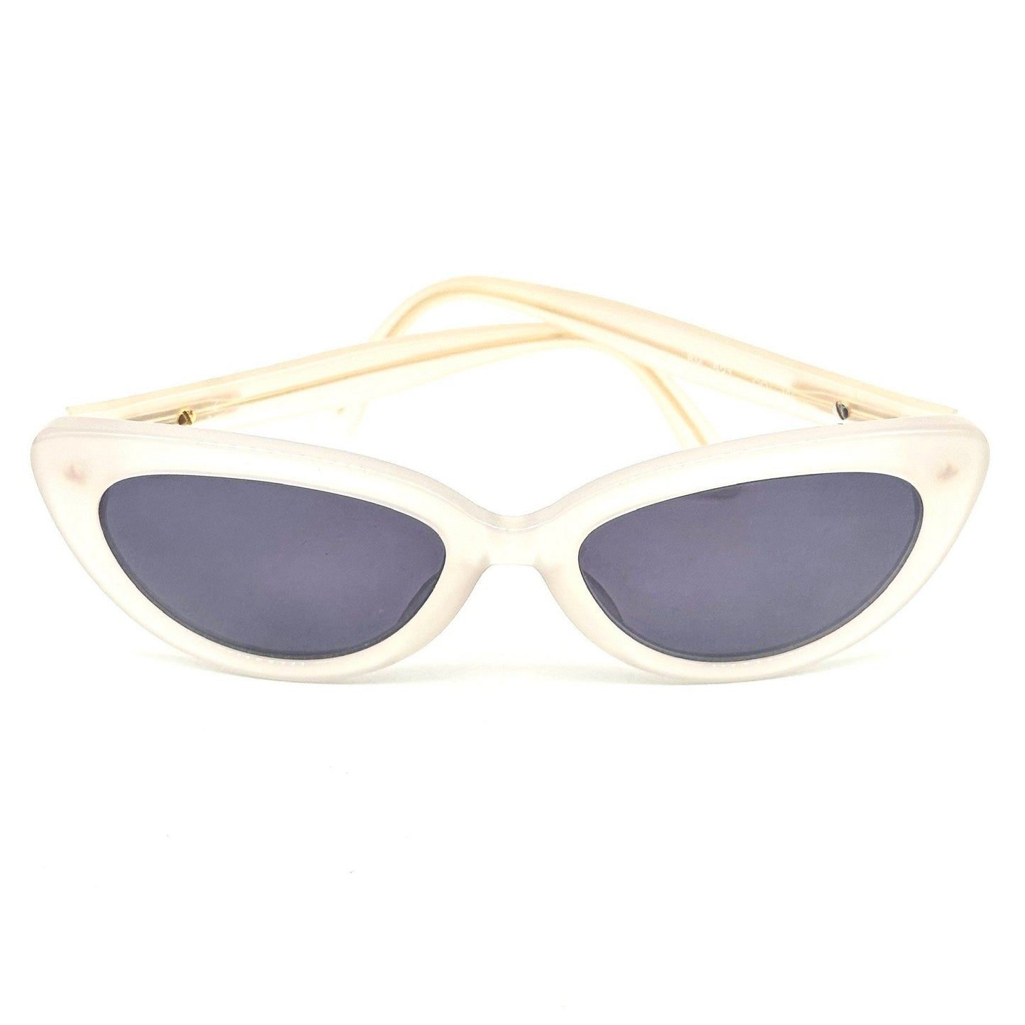 Bluemarine BM521 frosted clear cello cateye sunglasses with golden logo on the sides, NOS 90s Italy
