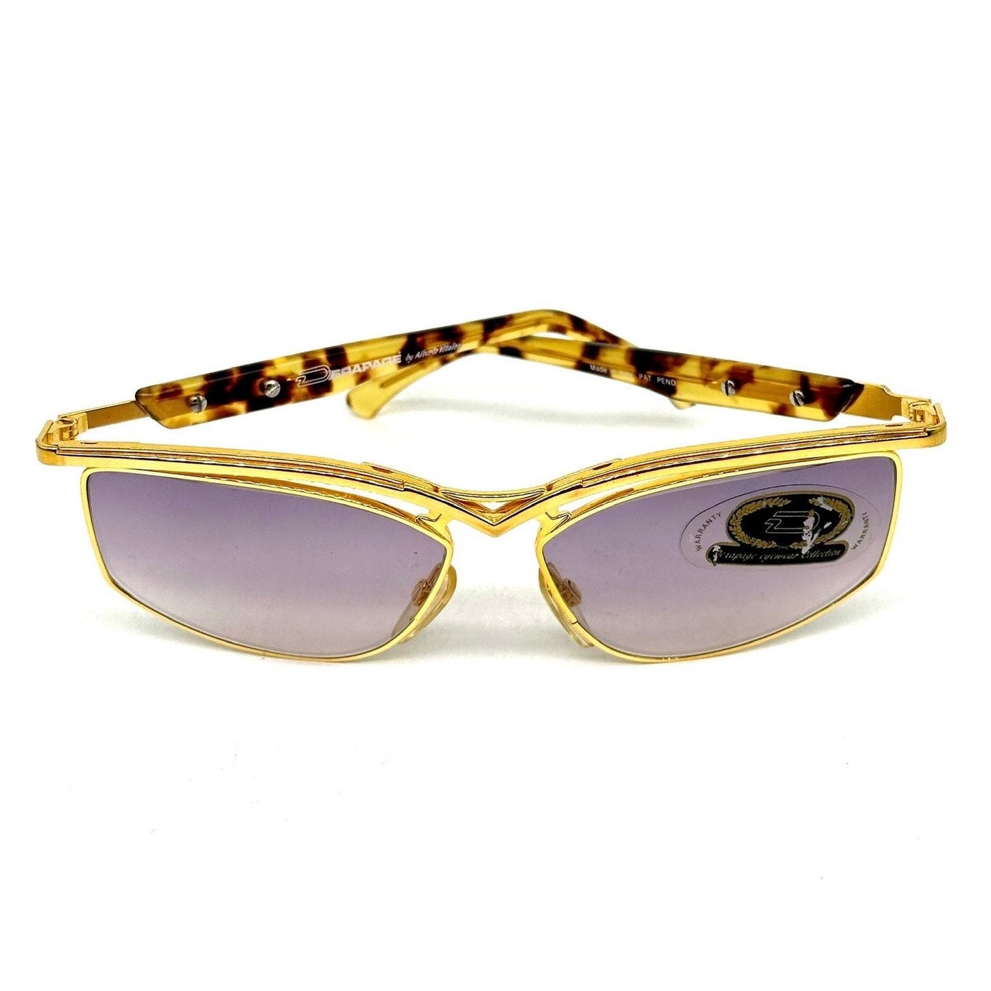 Dérapage luxury butterfly sunglasses in gold metal /tortoise cello, avant garde design made in Italy 90s NoS