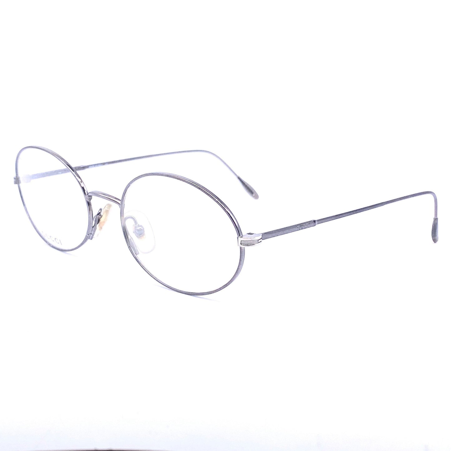 Gucci GG2633 thin oval eyeglsses frames coming in brass or gunmetal, NOS 90s Italy