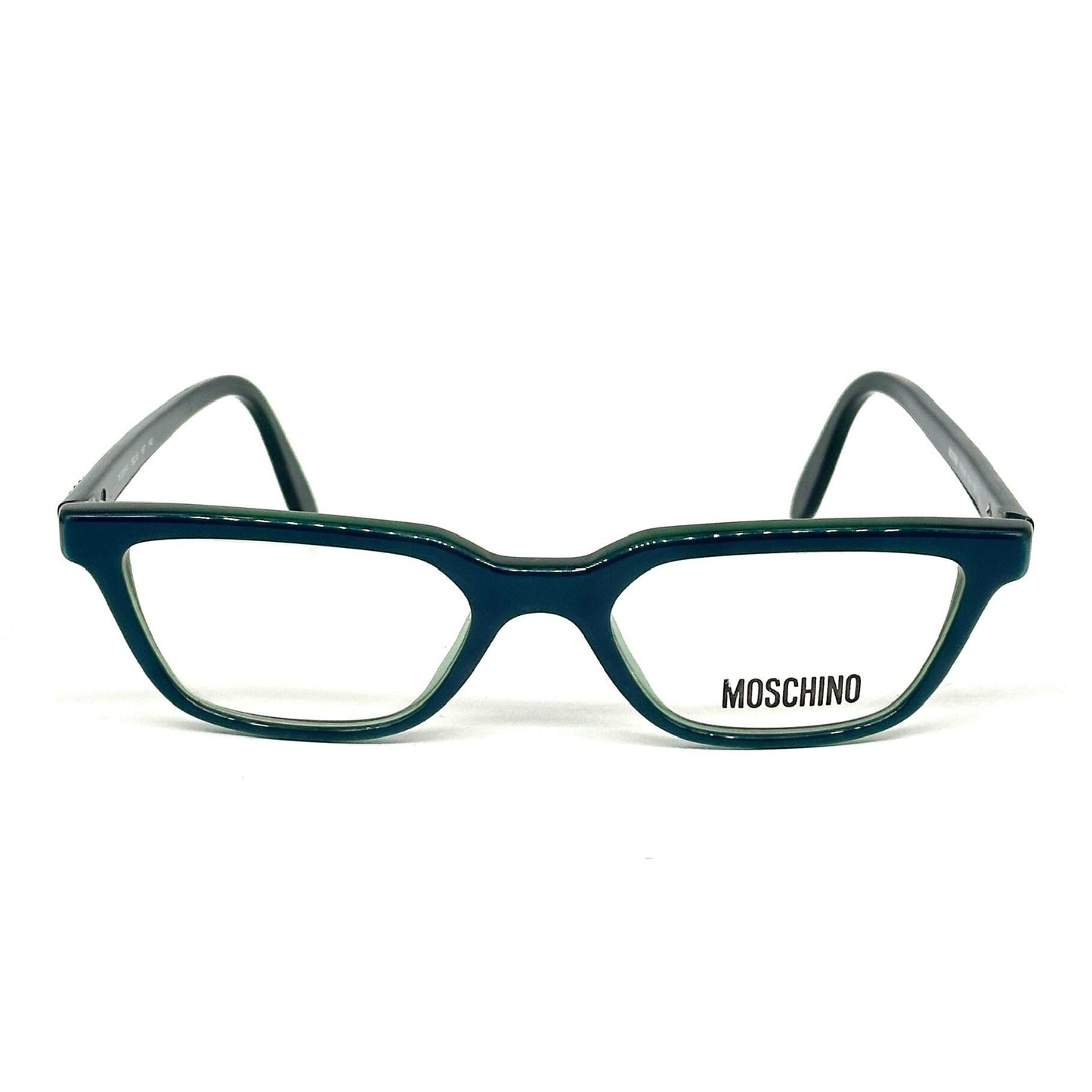 Moschino M3516-V green cateye rectangle glasses frames hand made in Italy; 90s NoS