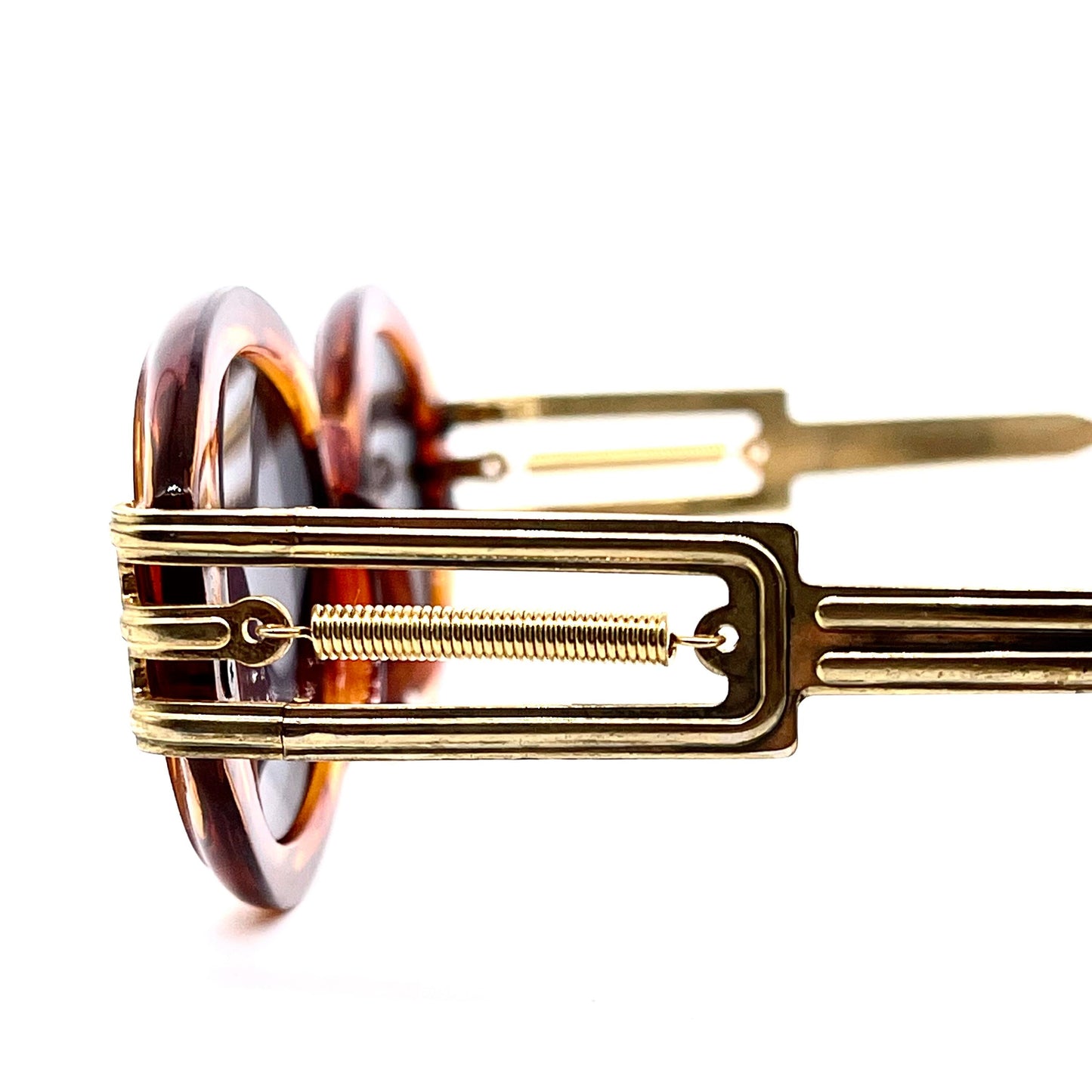 Incognito sunglasses turtle-gold with spring temples , Gaultier style frame, NOS