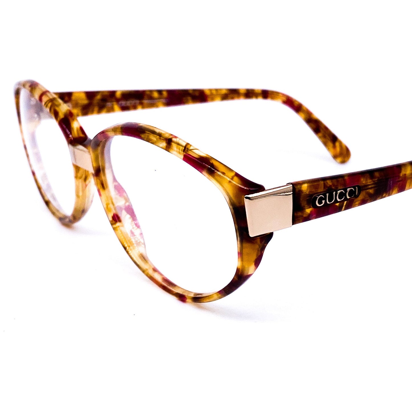 Gucci GG 2165 Oval Brown Tortoise glasses Frames made in Italy, 1980s NOs