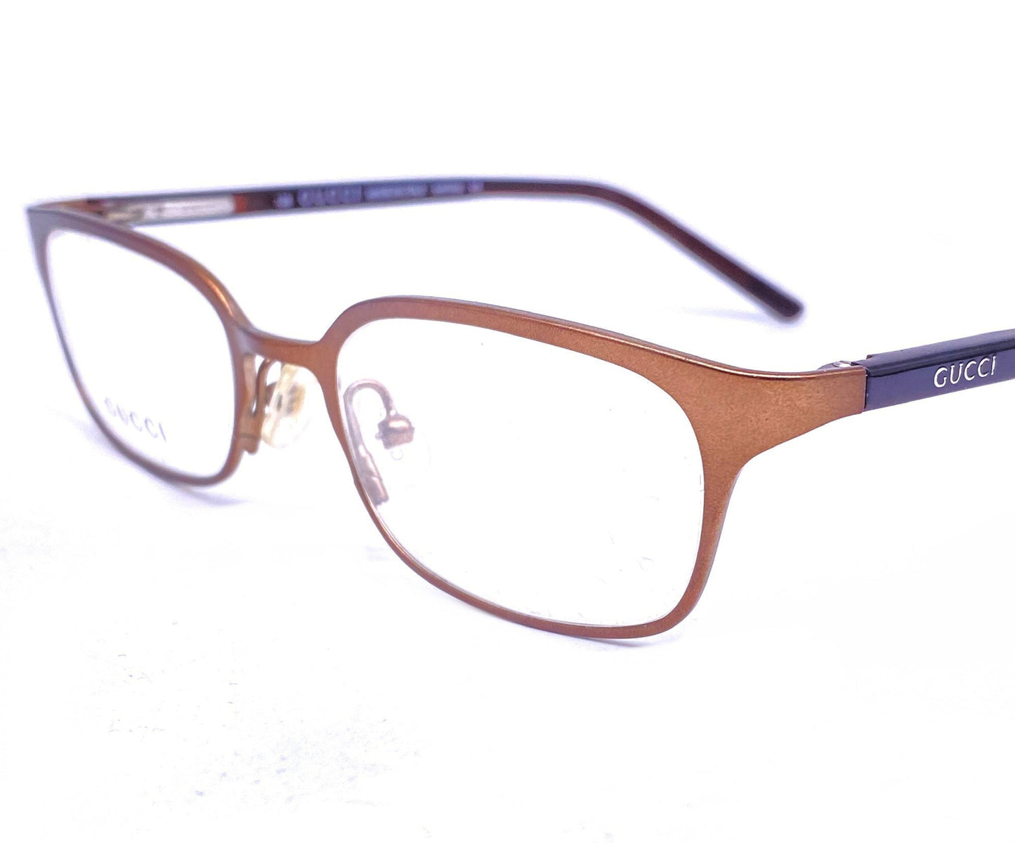 Gucci GG1647 satin copper rectangular minimalist frames made in Italy, 90s NoS
