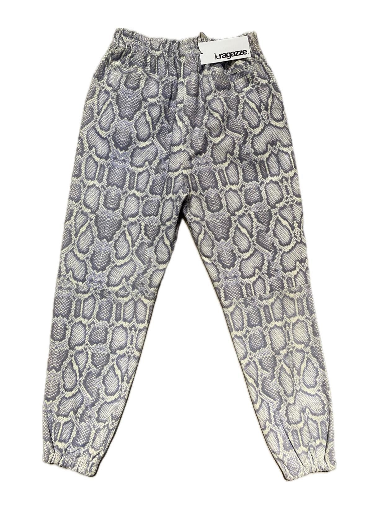 Real leather trackpants w snake print-3d texture, super realistic feel and look, BNWT itsly 90s