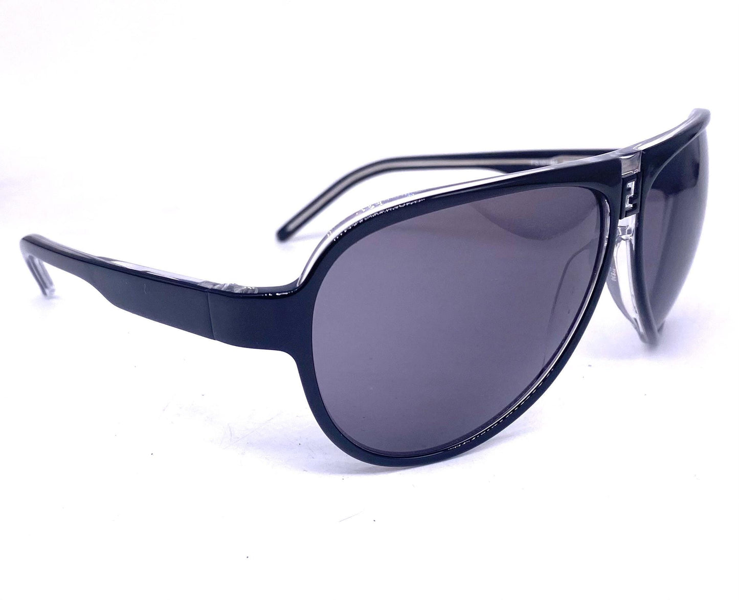 Fendi FS101 black/clear cello aviator sunglasses w embossed logo, NOS 90s