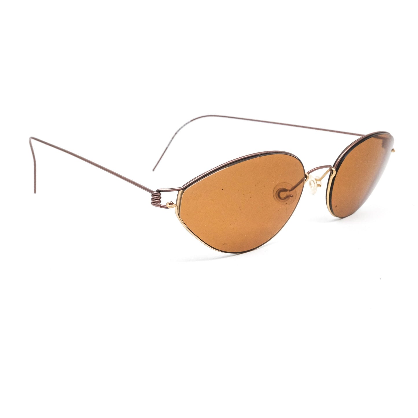 Lindberg minimalist ultra light cateye sunglasses w brown antiglare lenses. 80s Denmark NOS