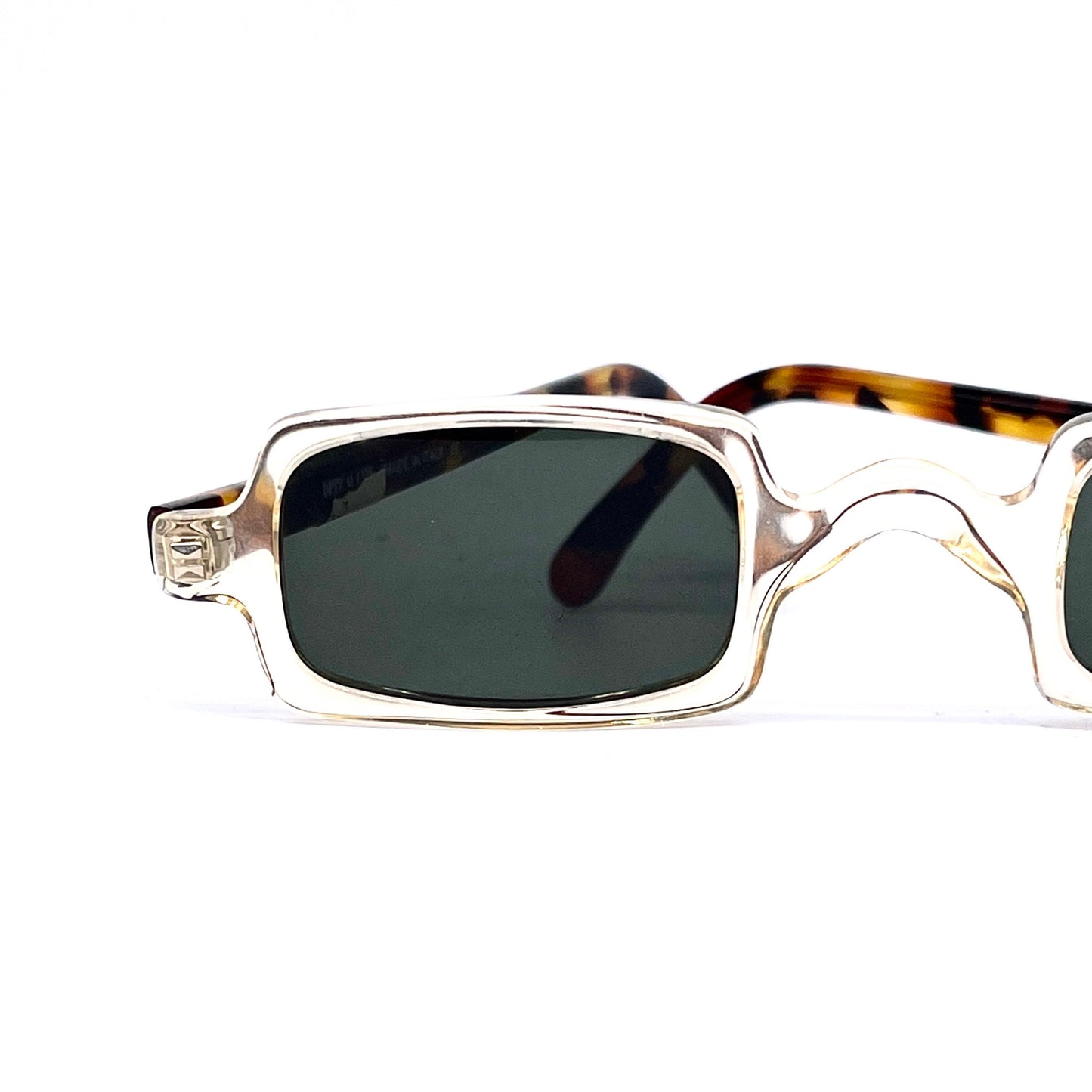 Op.City coolest retro square clear cello sunglasses with tortoise temples, NOS 80s Italy