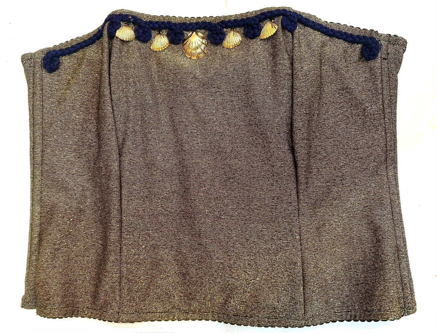 Novecento Maritime golden corset top w navy rope & golden metal shells, NOS 80s