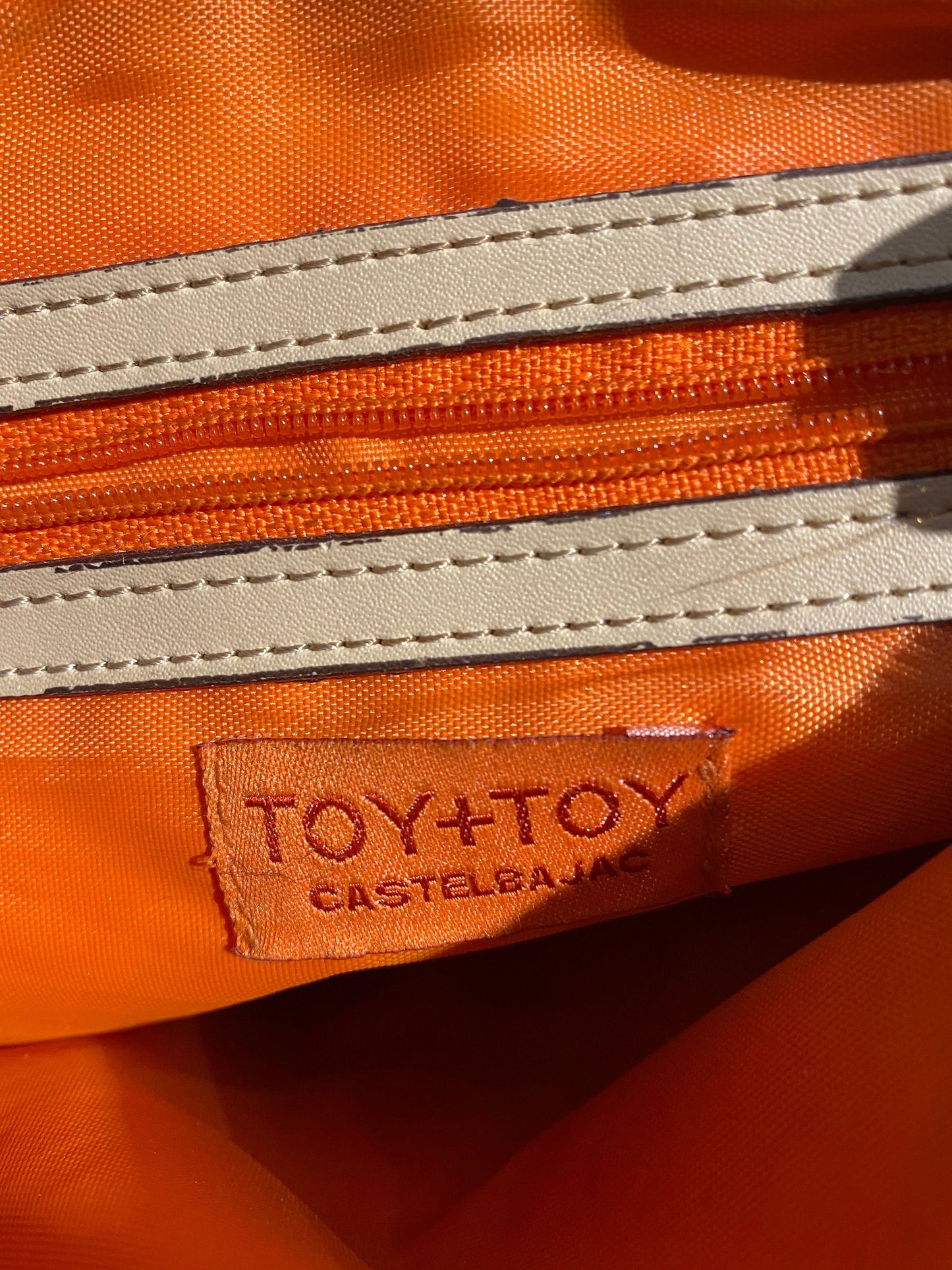 J.L.Castelbajac beige canvas-leather shoulder bag w pop-art comics print allover, great condition