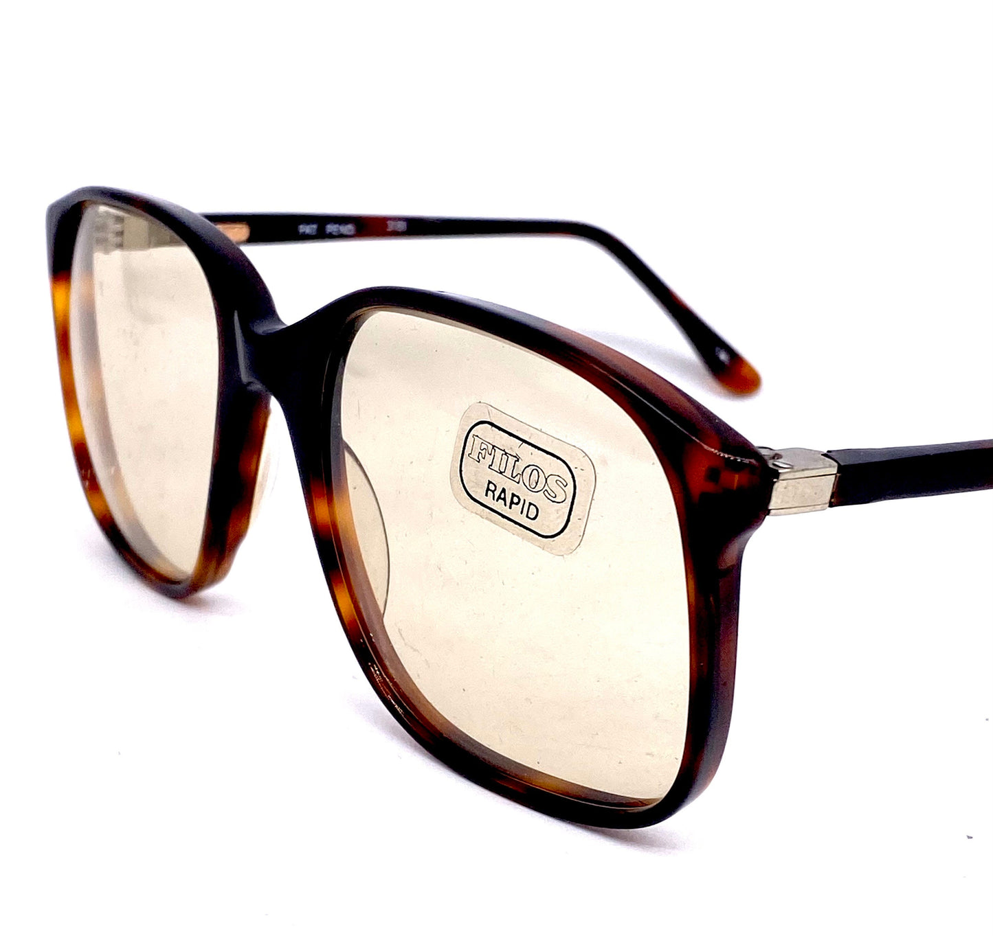 FILOS tortoise square oversized sunglasses w-photochromic tempered crystal lenses, NOS 70s