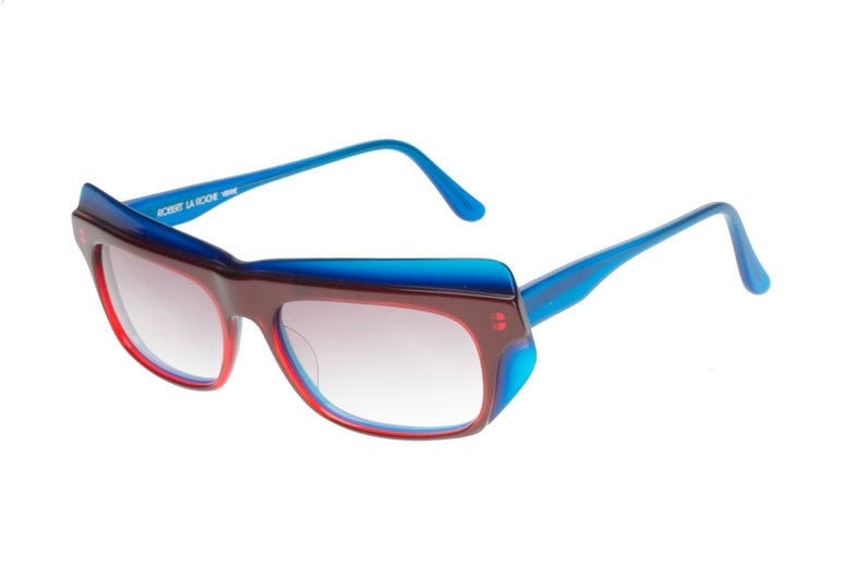 Robert La Roche gorgeous butterfly oversized sunglasses, multilayered blue/red cello , NOS 80s