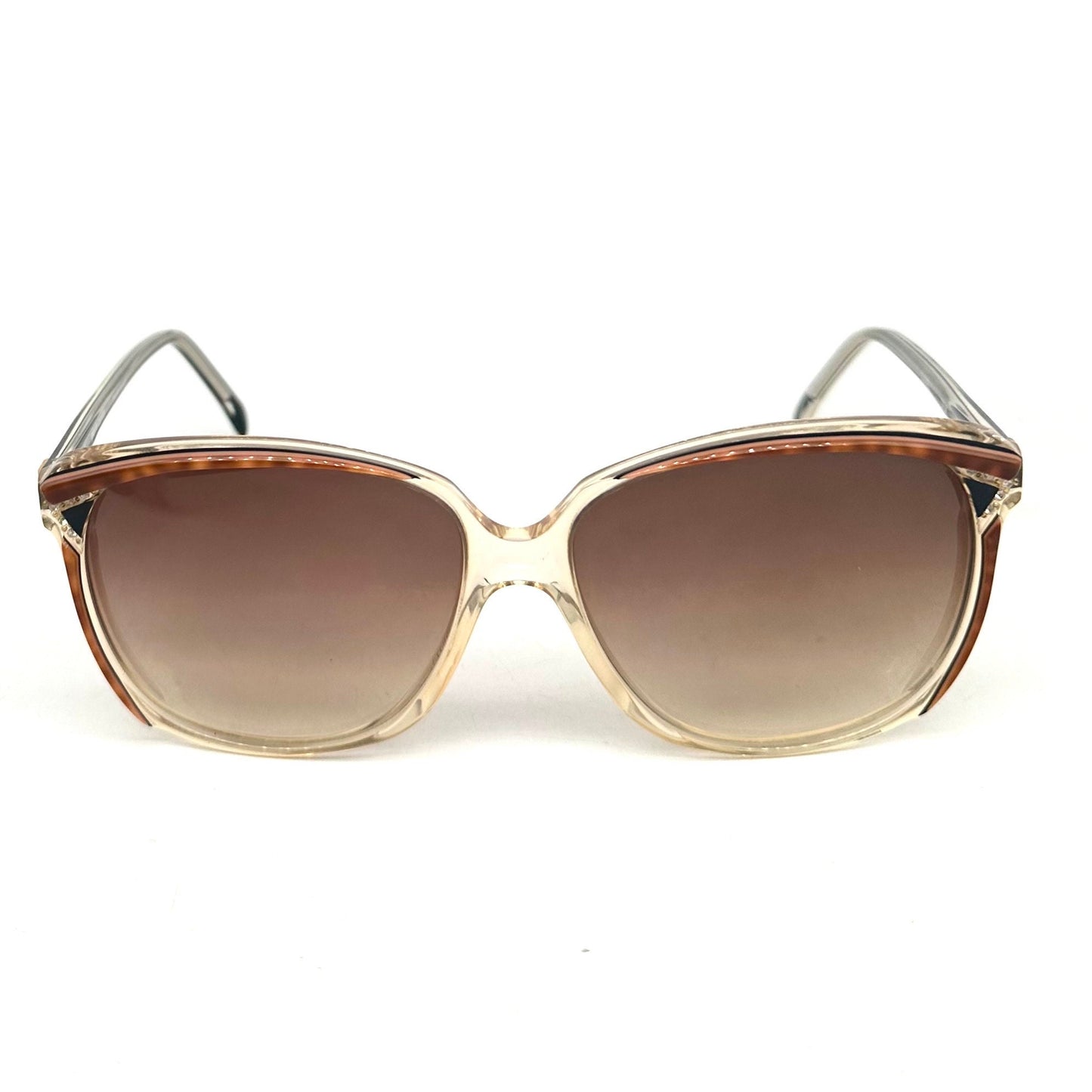 Pierre Cardin oversized square sunglasses in clear/tortoise acetate w rhinestone details, NOS 80s