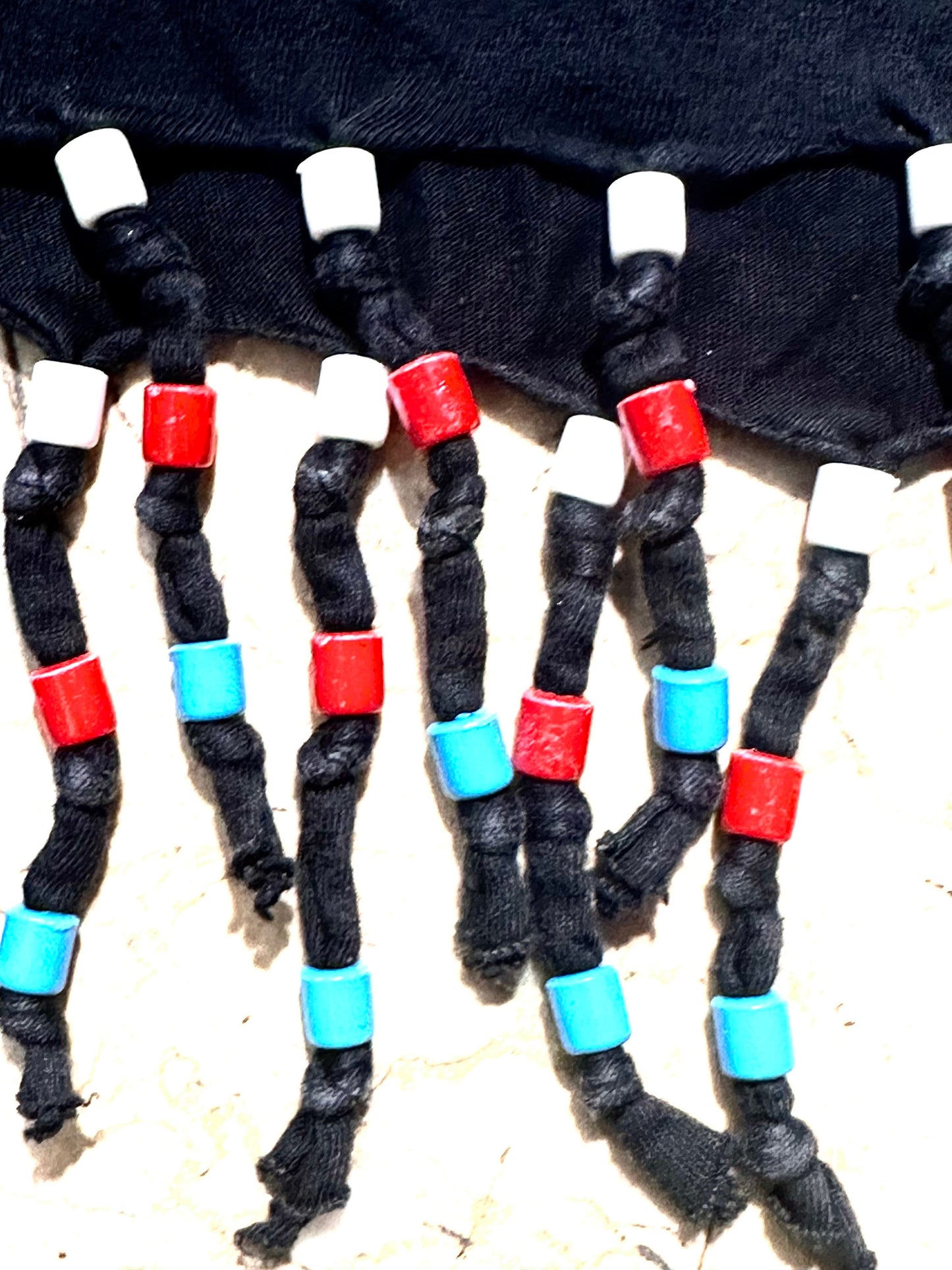 Kenya “land of sunshine” Masai, zebra, Lion & Kilimanjaro” souvenir t-shirt customized by hand beaded fringes, mint