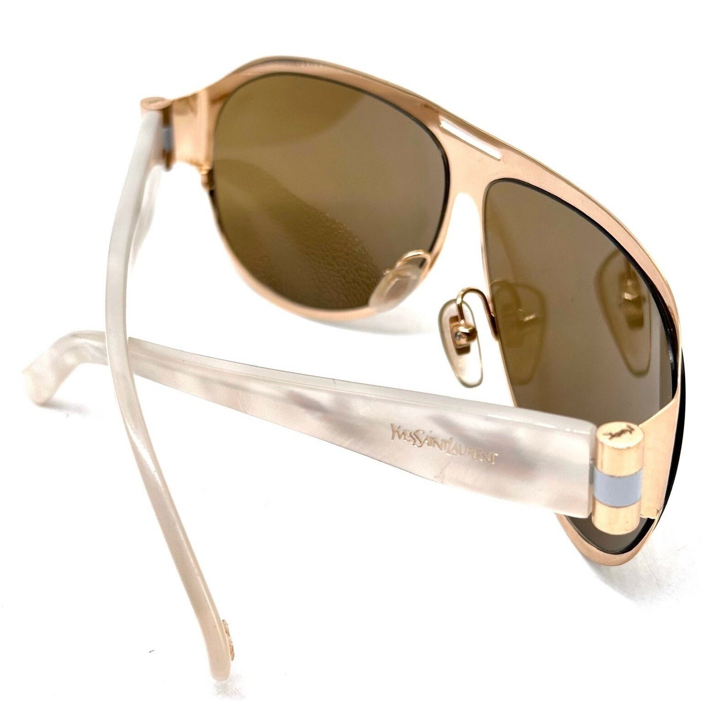 Yves Saint Laurent 6211/S sunglasses in gold and white mother of pearl temples YSL 90s NoS