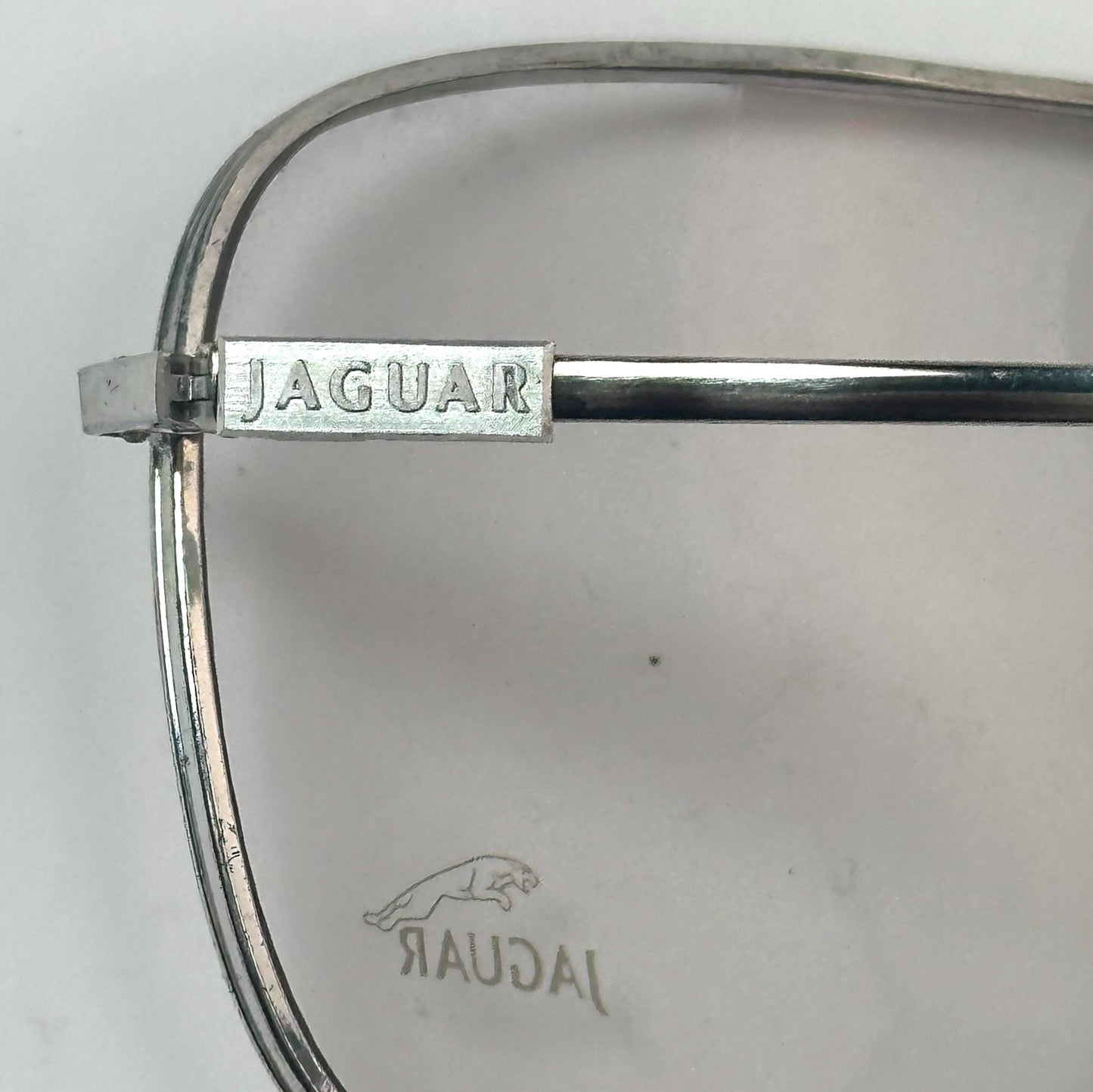 Jaguar 371 square silver aviator eyeglasses frames w grey enameled details, made in Germany, 80s NOS