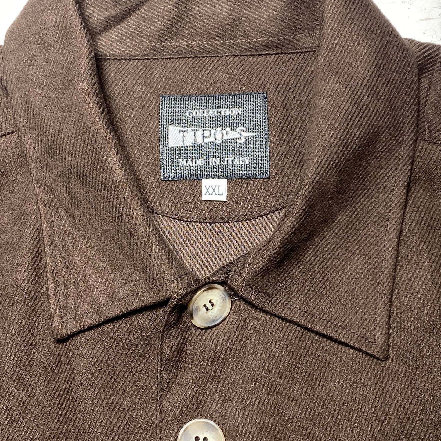 Tipo’s brown striped canvas worker style chore jacket made in Italy, 80s NOS sz XXL