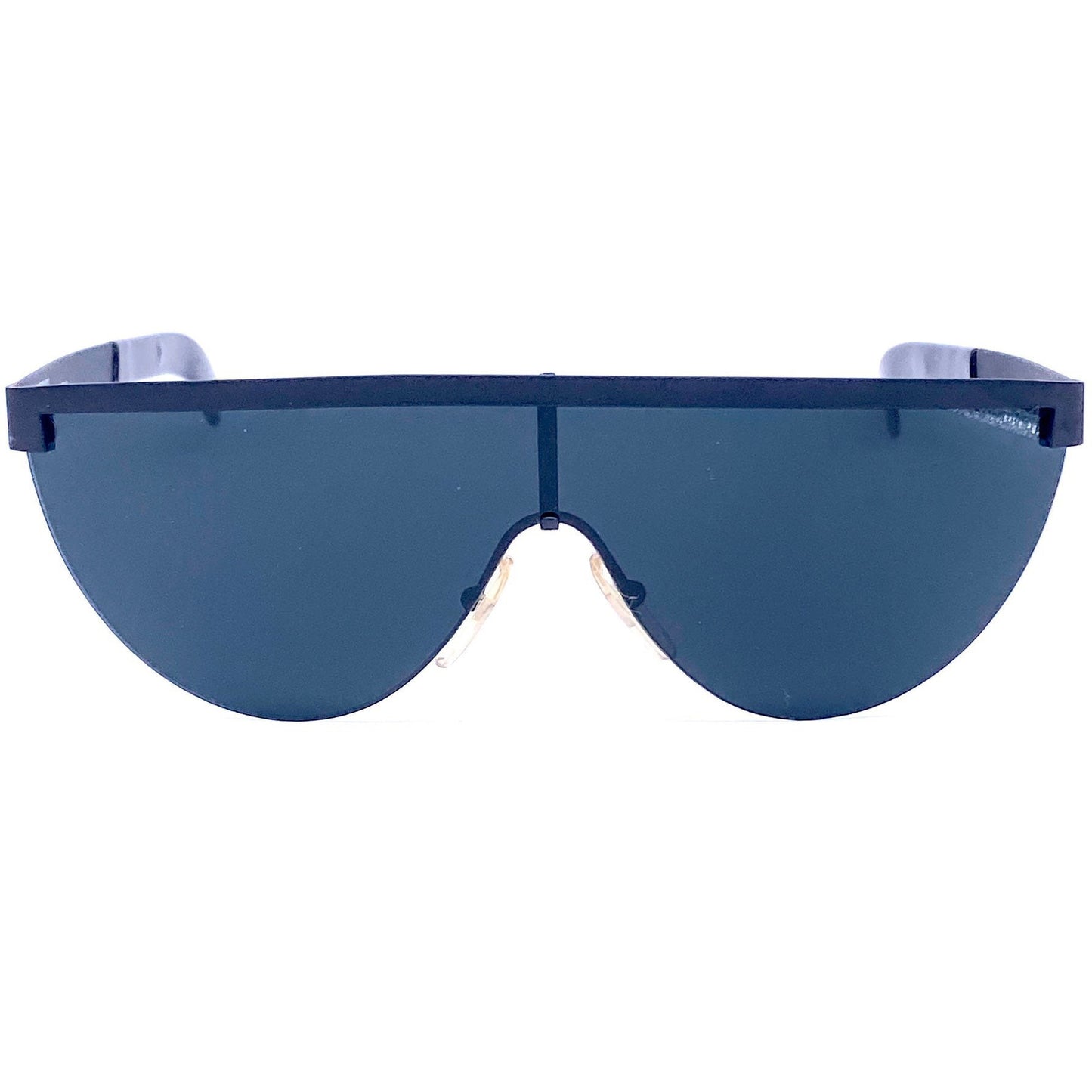 Gianfranco Ferre GFF27 Matt black shield sunglasses 90s Italy NOS