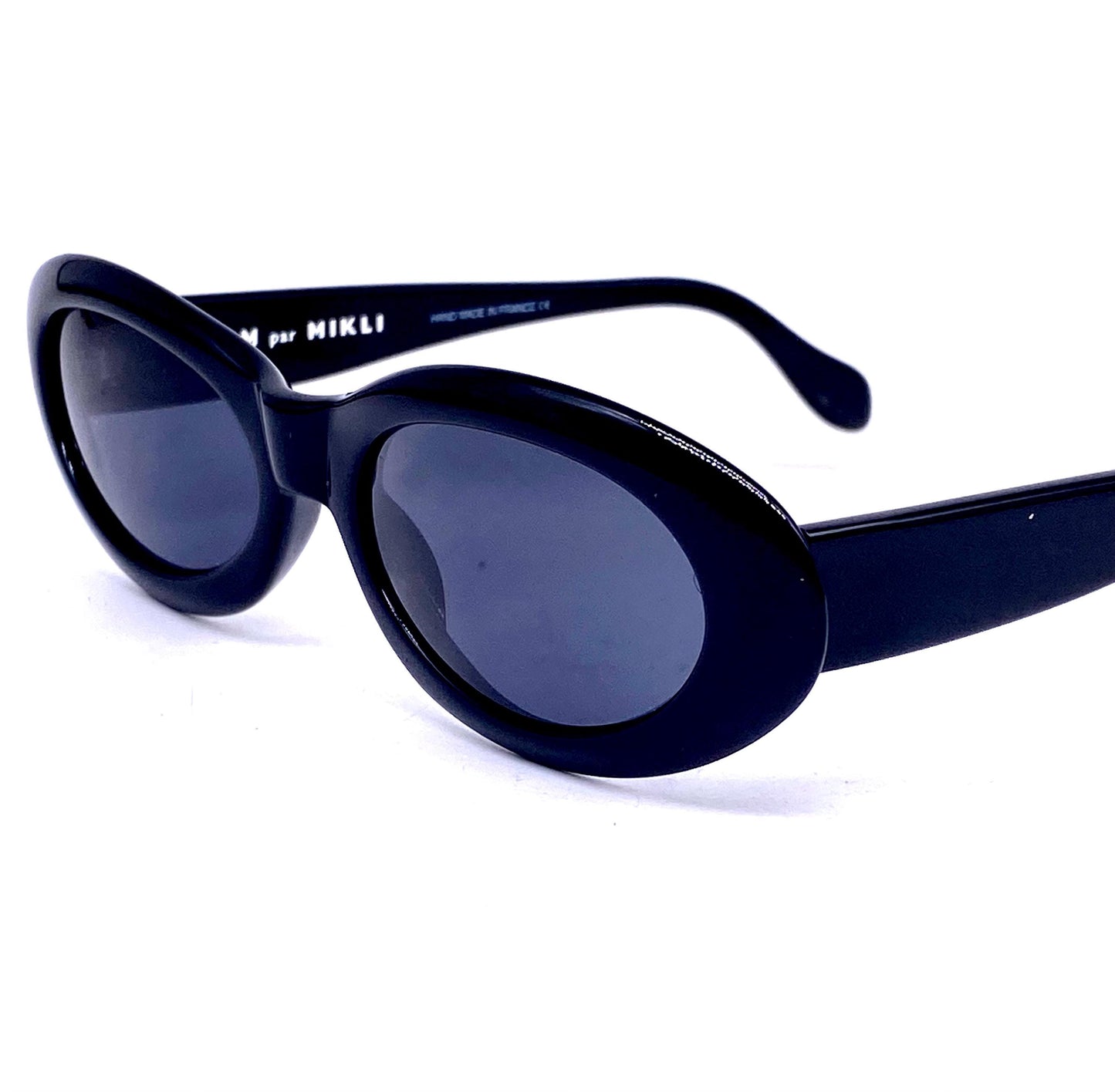 Alain Mikli par Mikli black oval cello sunglasses hand made in France, NOS 80s