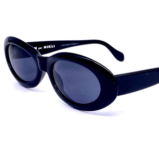 Alain Mikli par Mikli black oval cello sunglasses hand made in France, NOS 80s