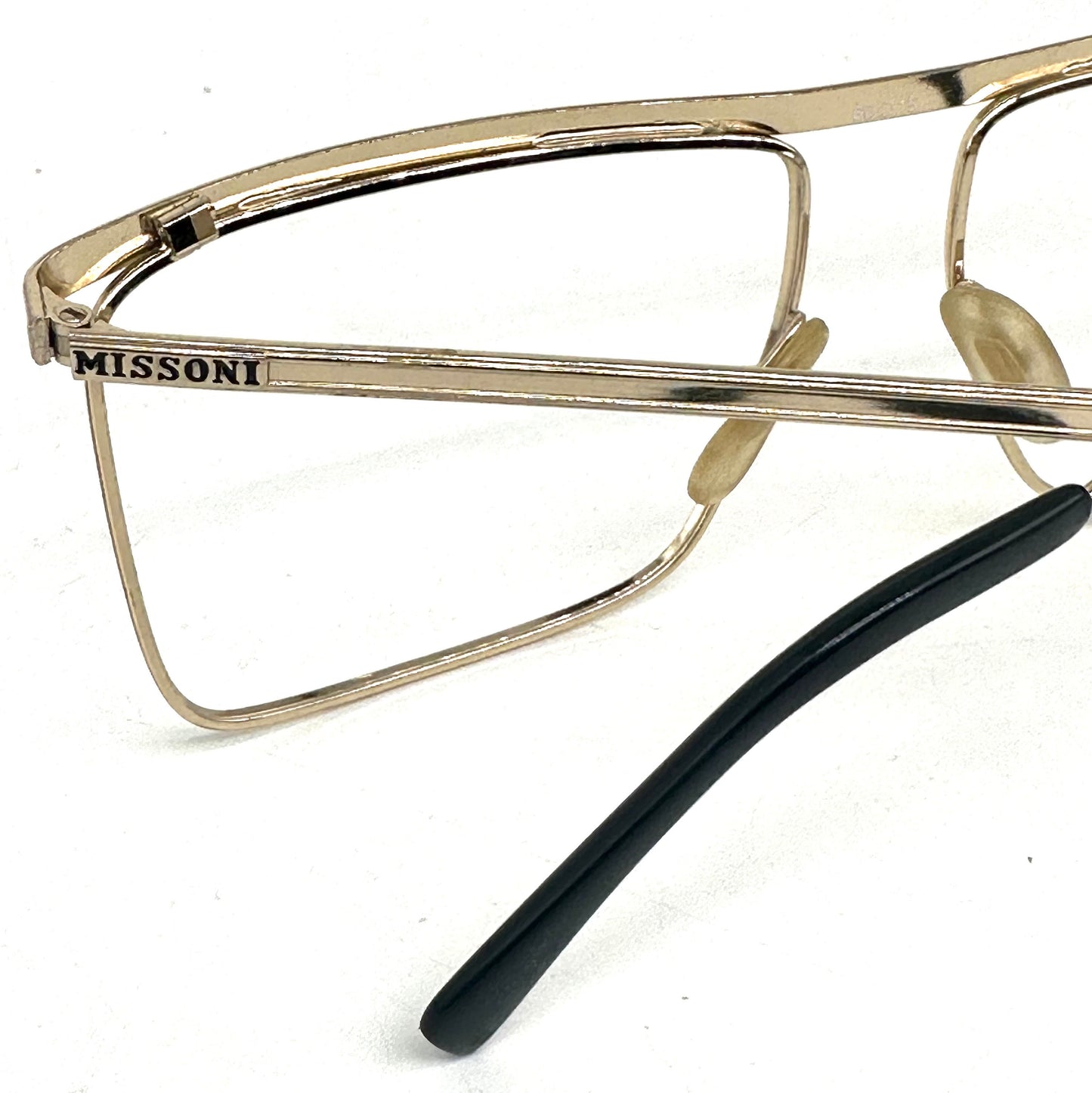 Missoni m403 hip square gold frames w flat top browline, NOS 80s Italy