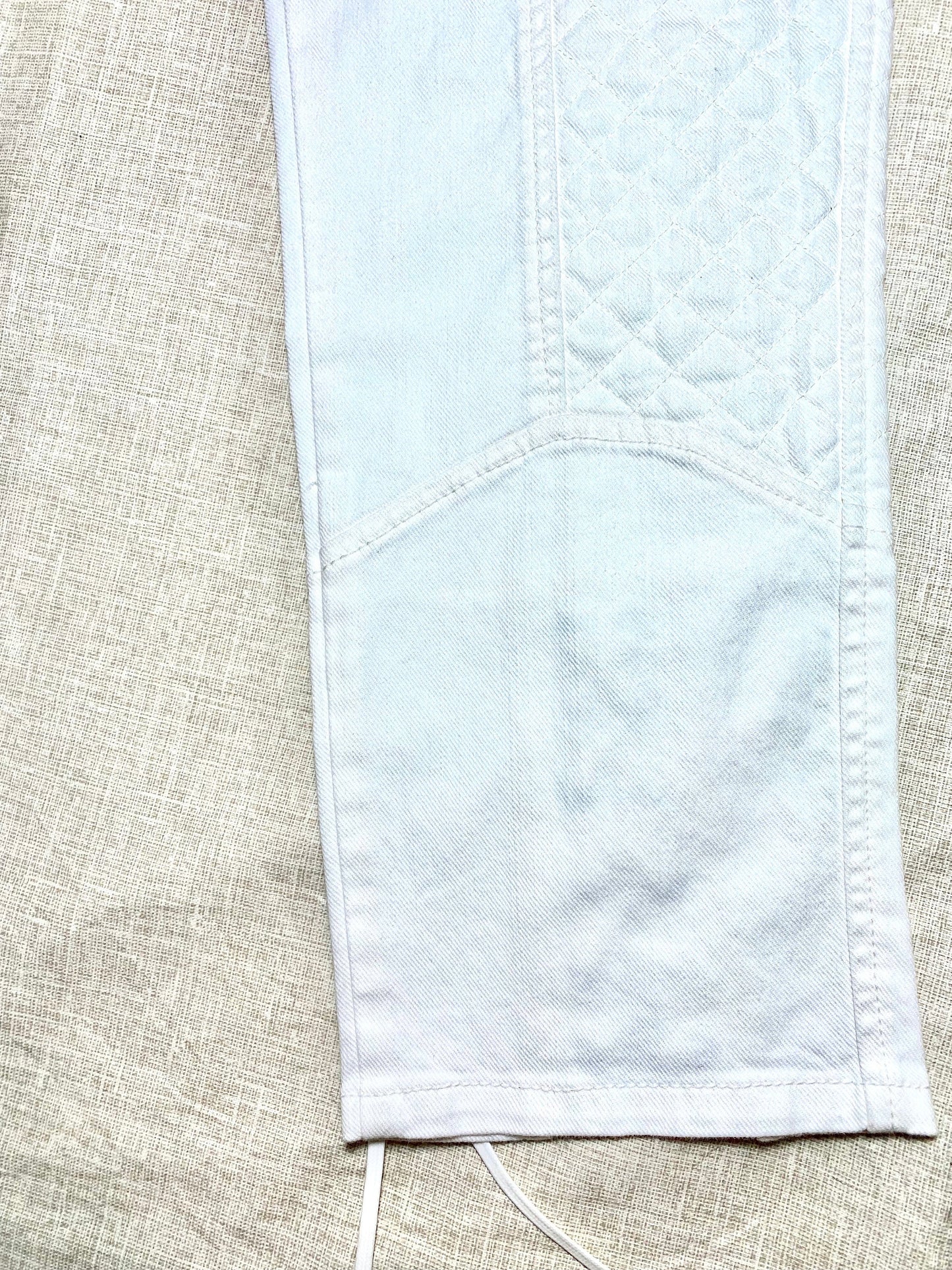 Jean’s Paul Gaultier white stretch denim capri trousers w laces