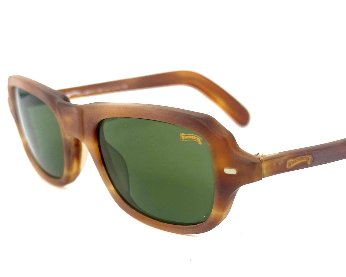 Winchester Jackson tortoise square sunglasses, cool retro 60s style w finest tempered Crystal lenses by Barberini, NoS 90s