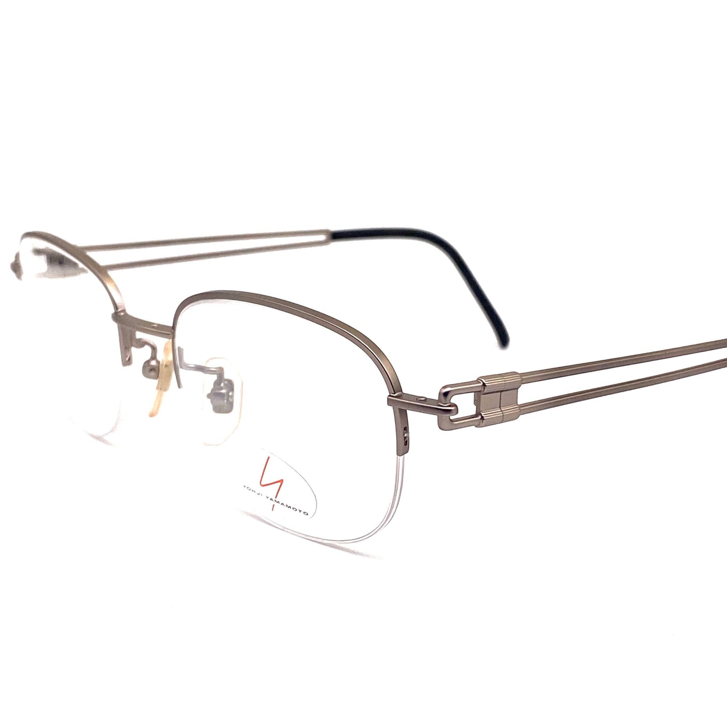 Yohji yamamoto 51-6110 montature quadrate d'avanguardia con mezza montatura, anni '90