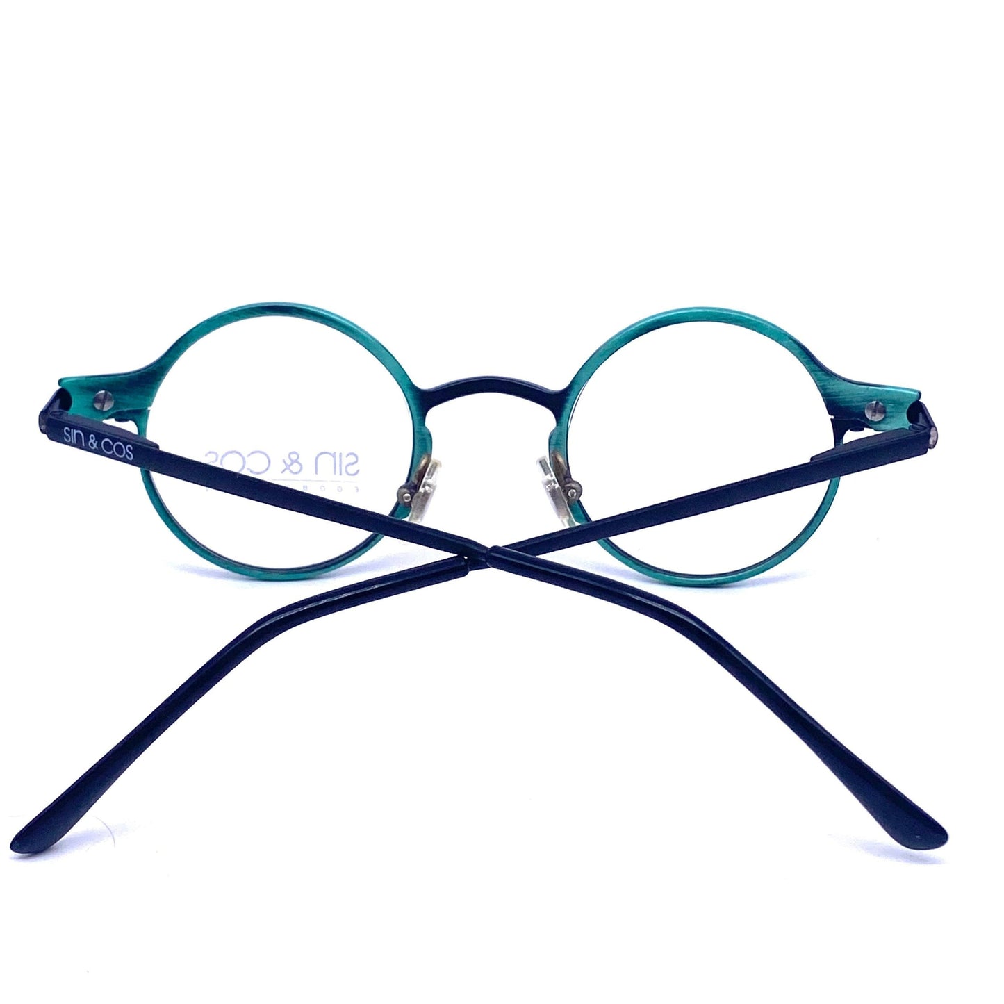 Sin&Cos green metal round avant garde glasses frames made in Italy