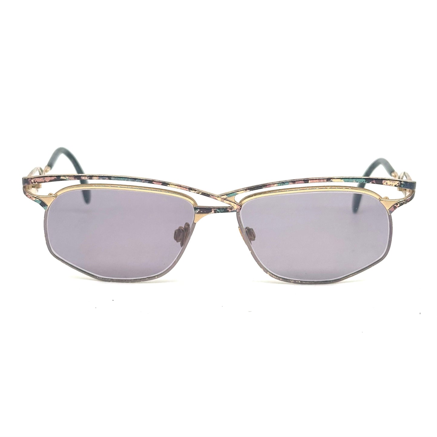 Cazal 255 avant garde golden metal asymmetrical cutoff browline sunglasses made in W Germany, great condition