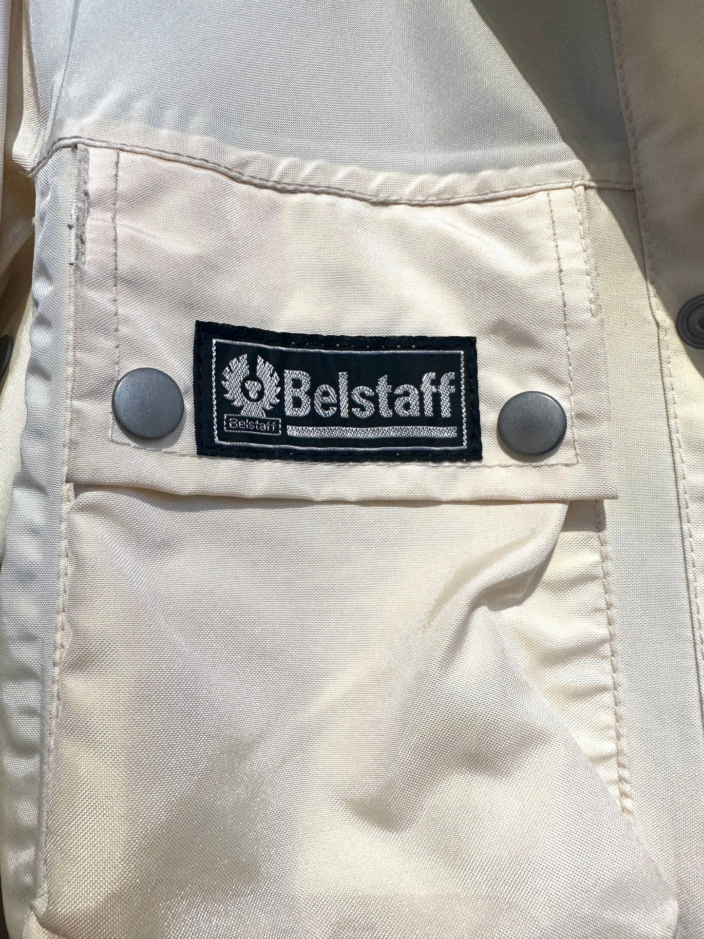 Belstaff NOS 90s cream nylon biker jacket sz 40 , mint with tags