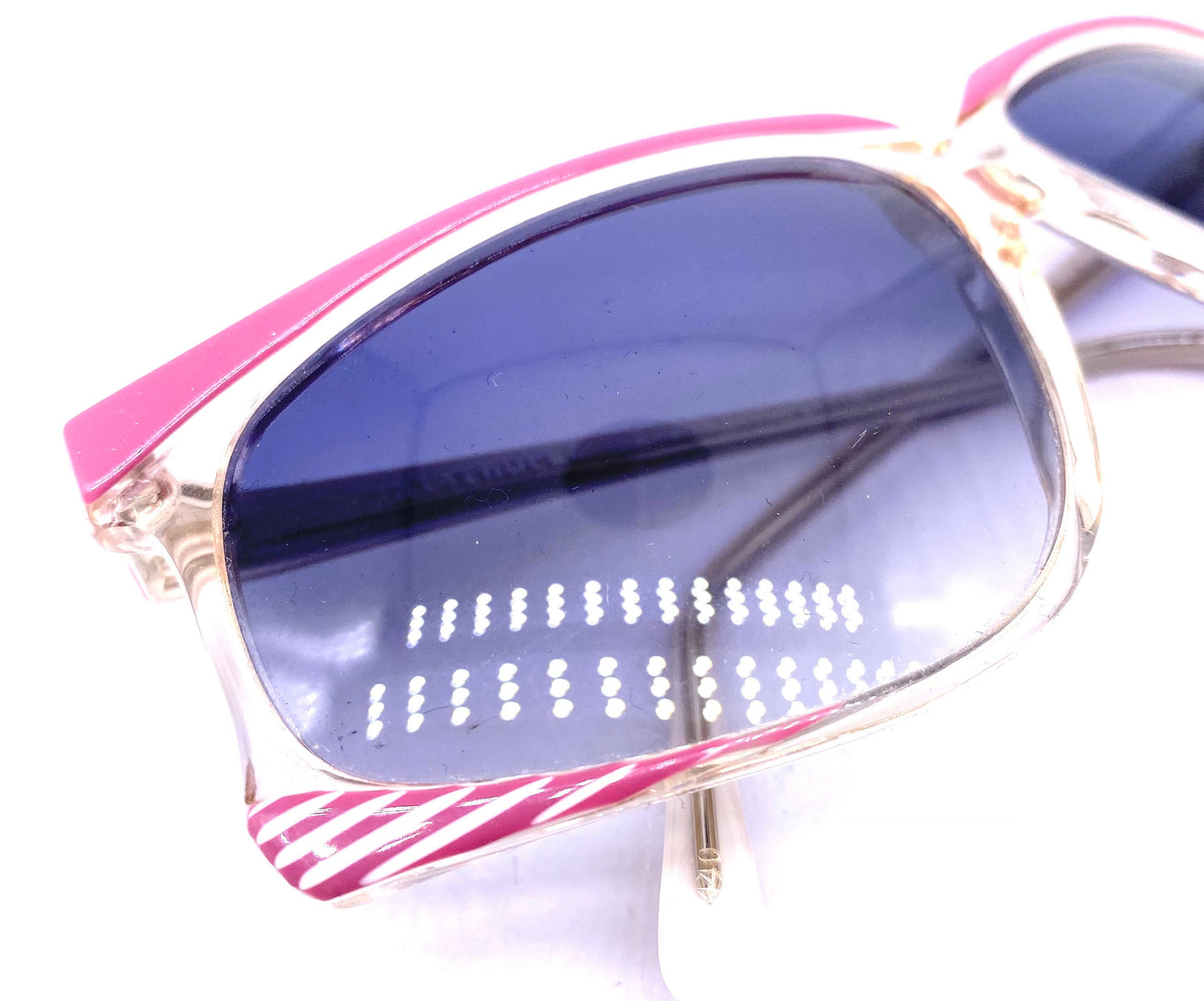 Saint Tropez cool clear/pink oversized sunglasses hand made in France, 80s NOS
