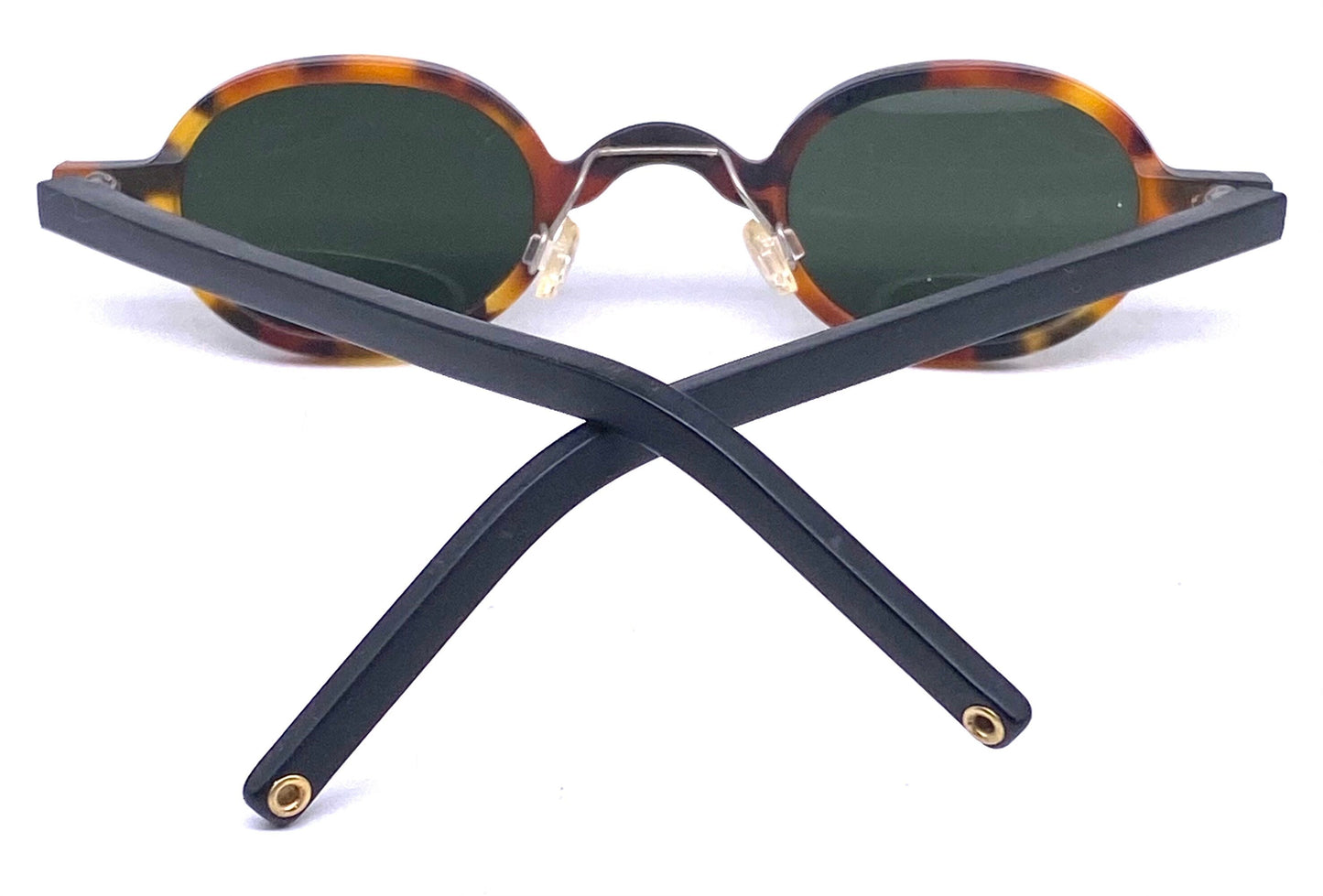 T-Look Milano Tattoo coolest small oval retro-Victorian style tortoise sunglasses w patent pierced temples, NoS 90s Italy