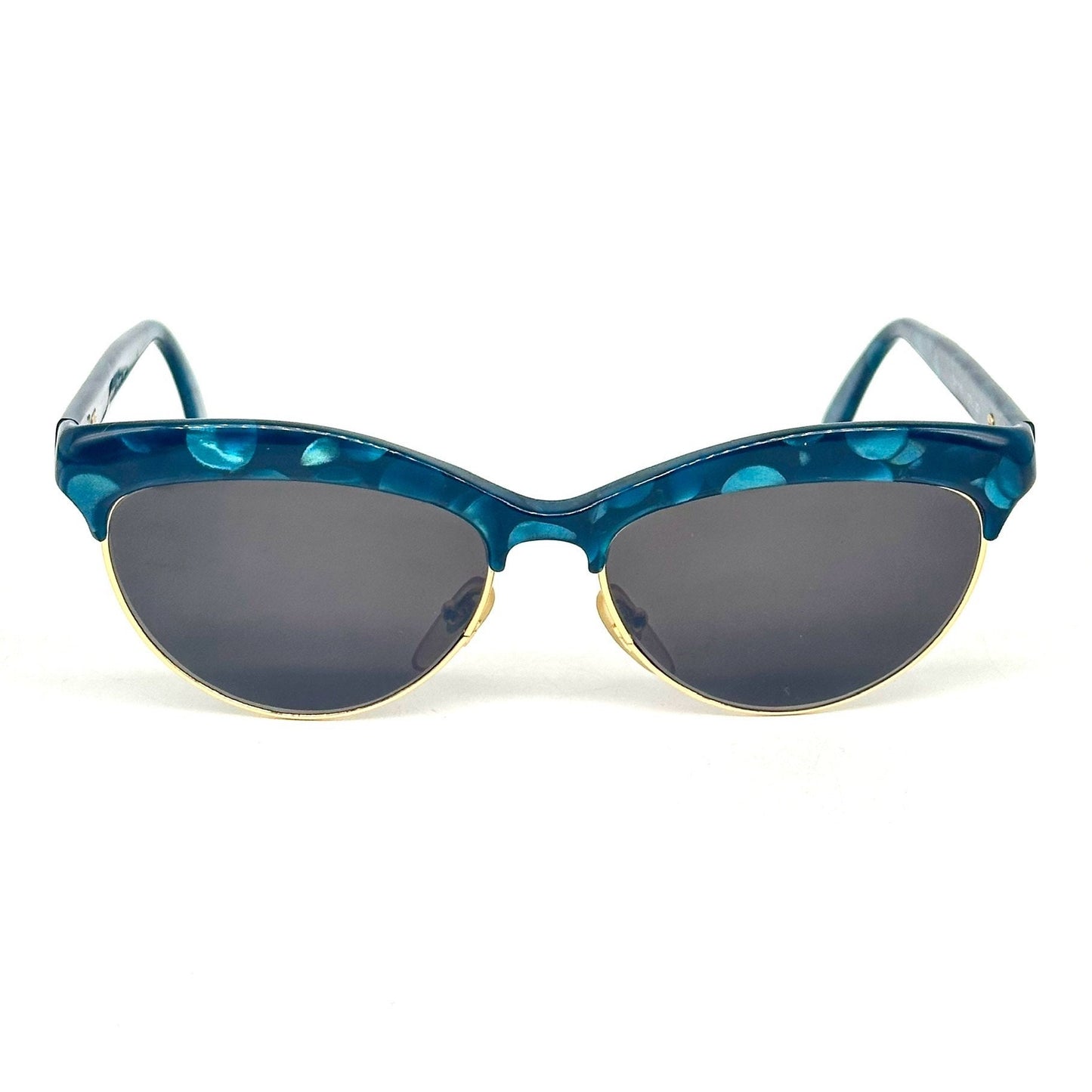 Bluemarine BM550 blue tortoise effect sunglasses w gold details/signature, NoS 90s Italy