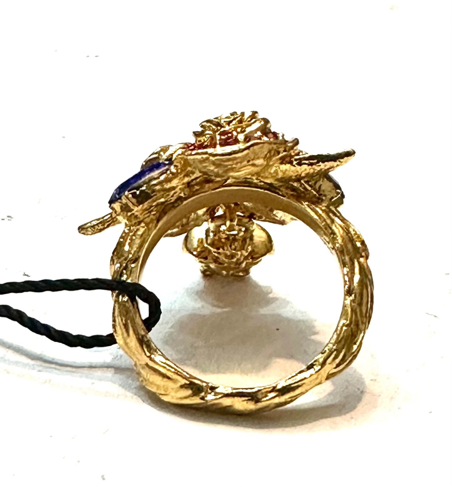 Versace gold plated floral ring with medusa charm and colorful rhinestones, BNWT boxed