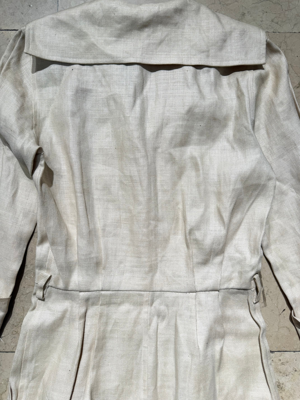 Saint Laurent Rive Gauche ecru sailor style pure linen dress made in France, 1970s, Mint Condition; sz 38- S