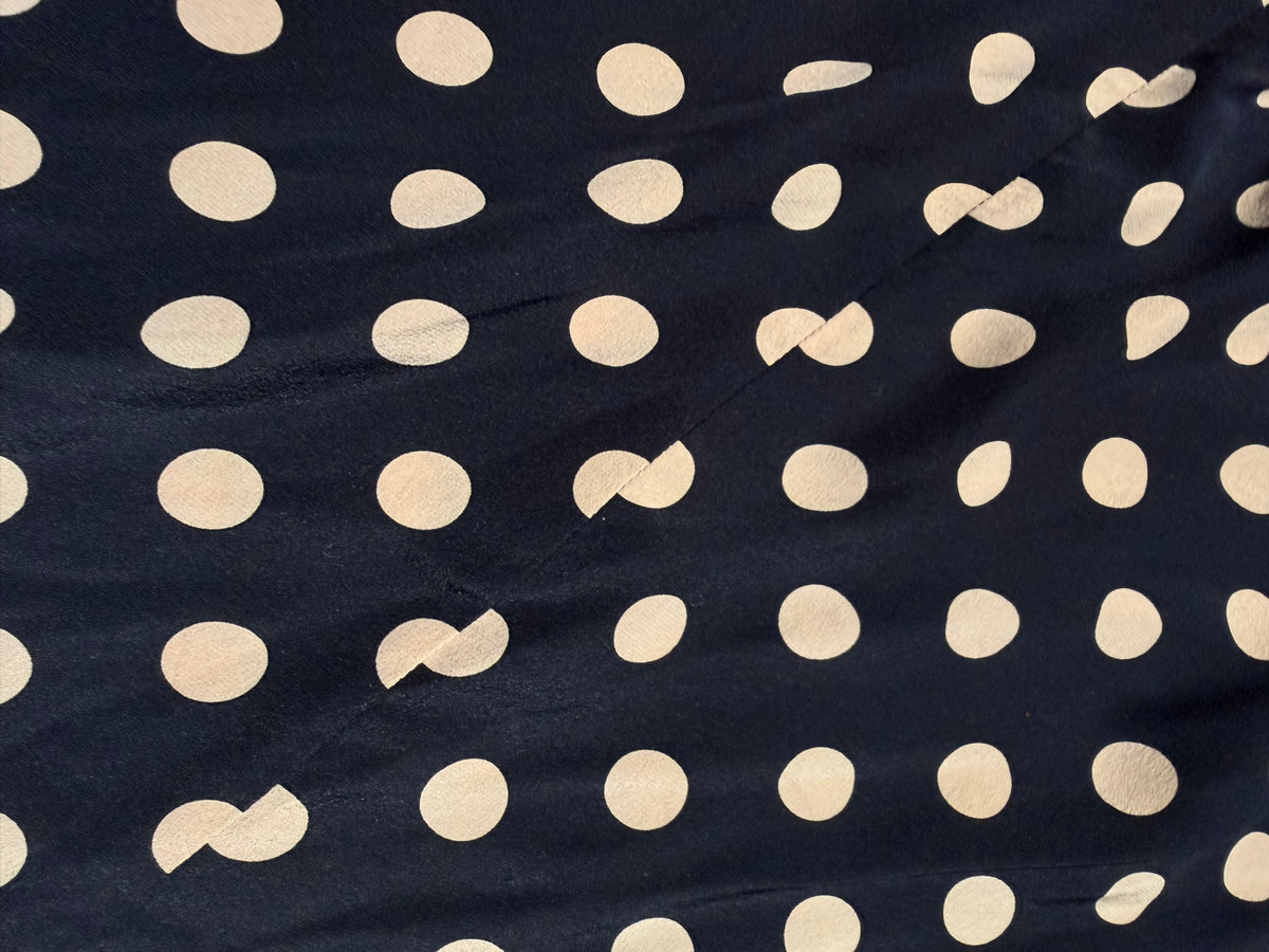 Comme Des Garçons black silk polka dot long dress, classy minimalist design, sz M, Mint